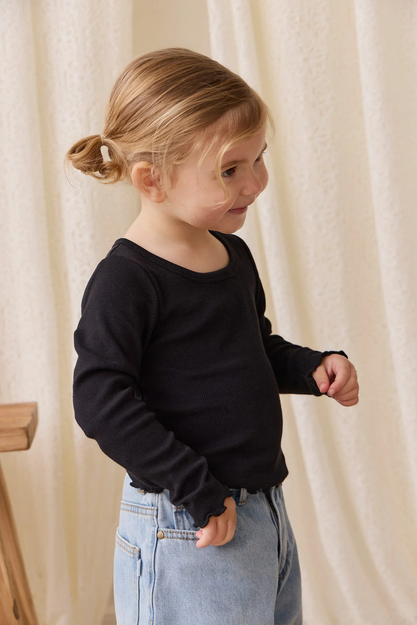 Organic Cotton Fine Rib Agathe Top - Ebony - Image 3
