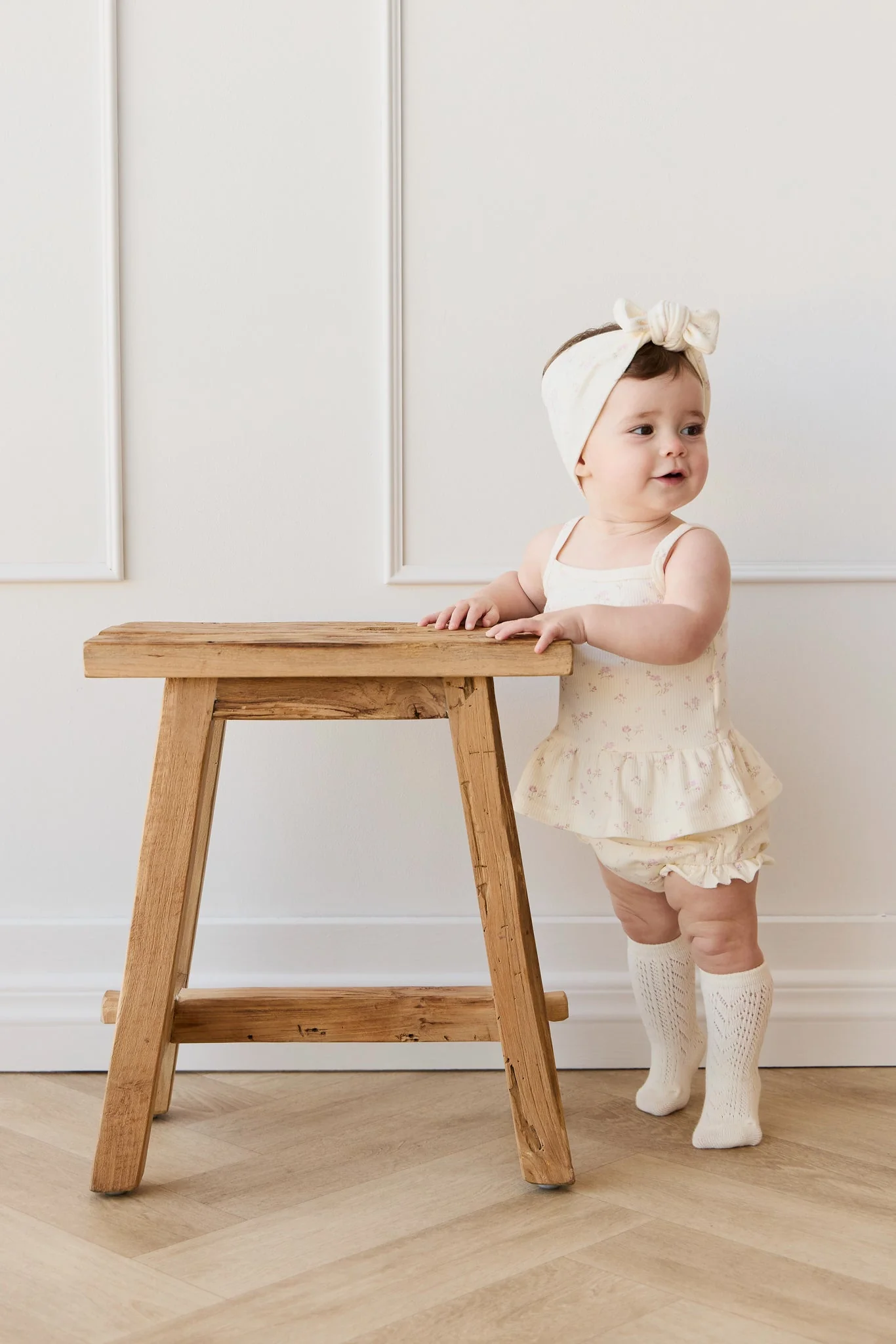 Organic Cotton Fine Rib Frill Bloomer - Caroline Egret - Image 2
