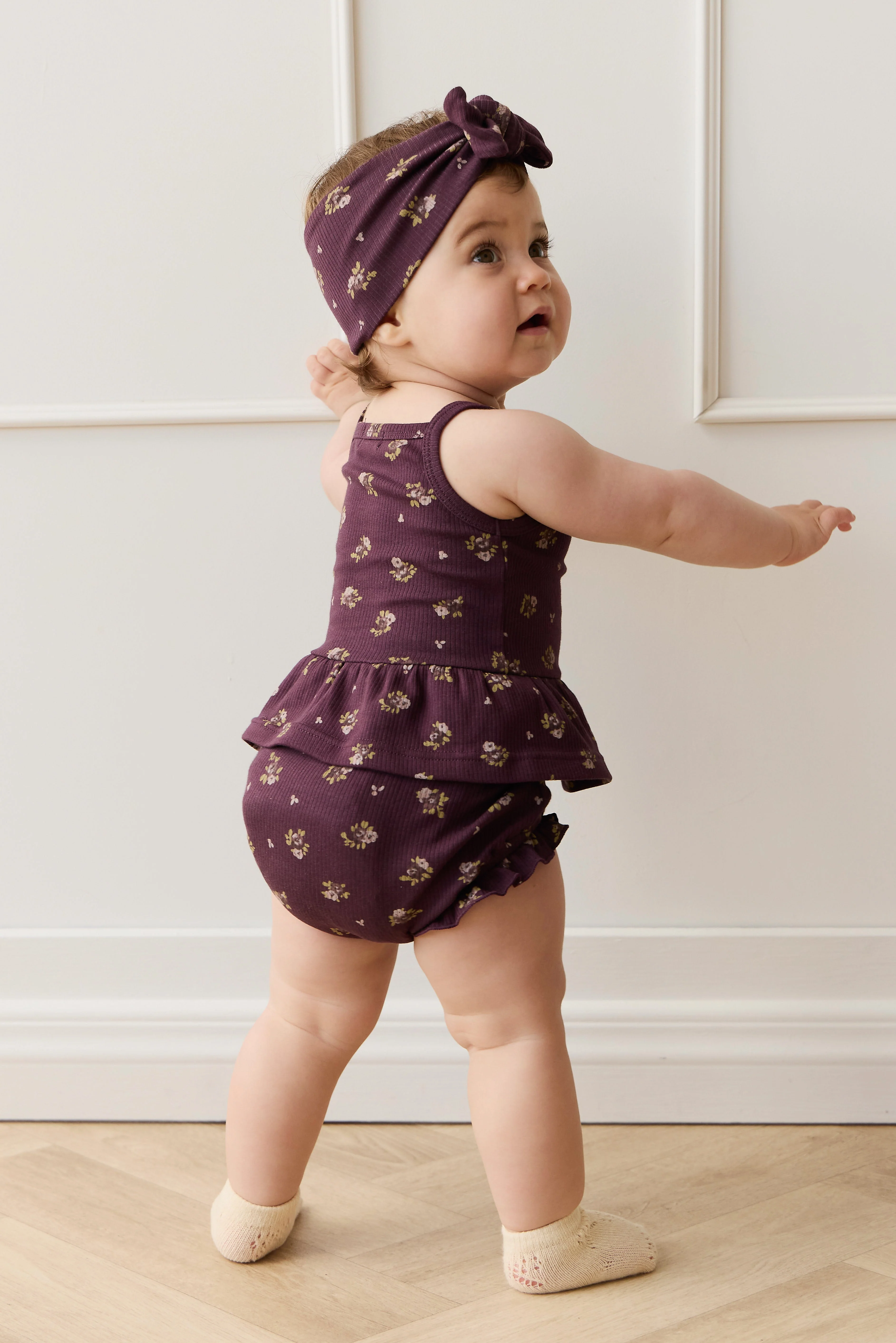 Organic Cotton Fine Rib Frill Bloomer - Simone Huckleberry - Image 2