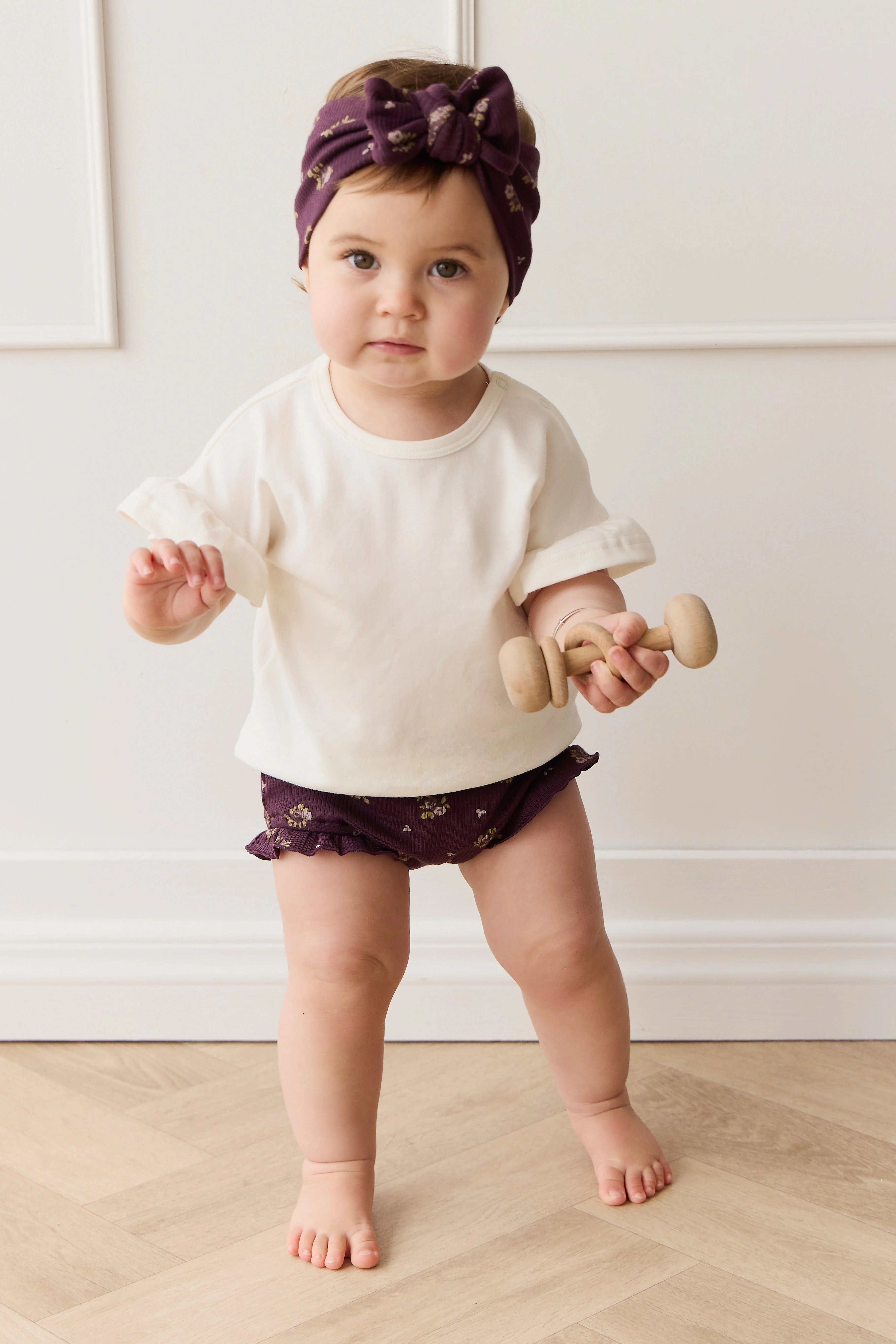Organic Cotton Fine Rib Frill Bloomer - Simone Huckleberry - Image 4