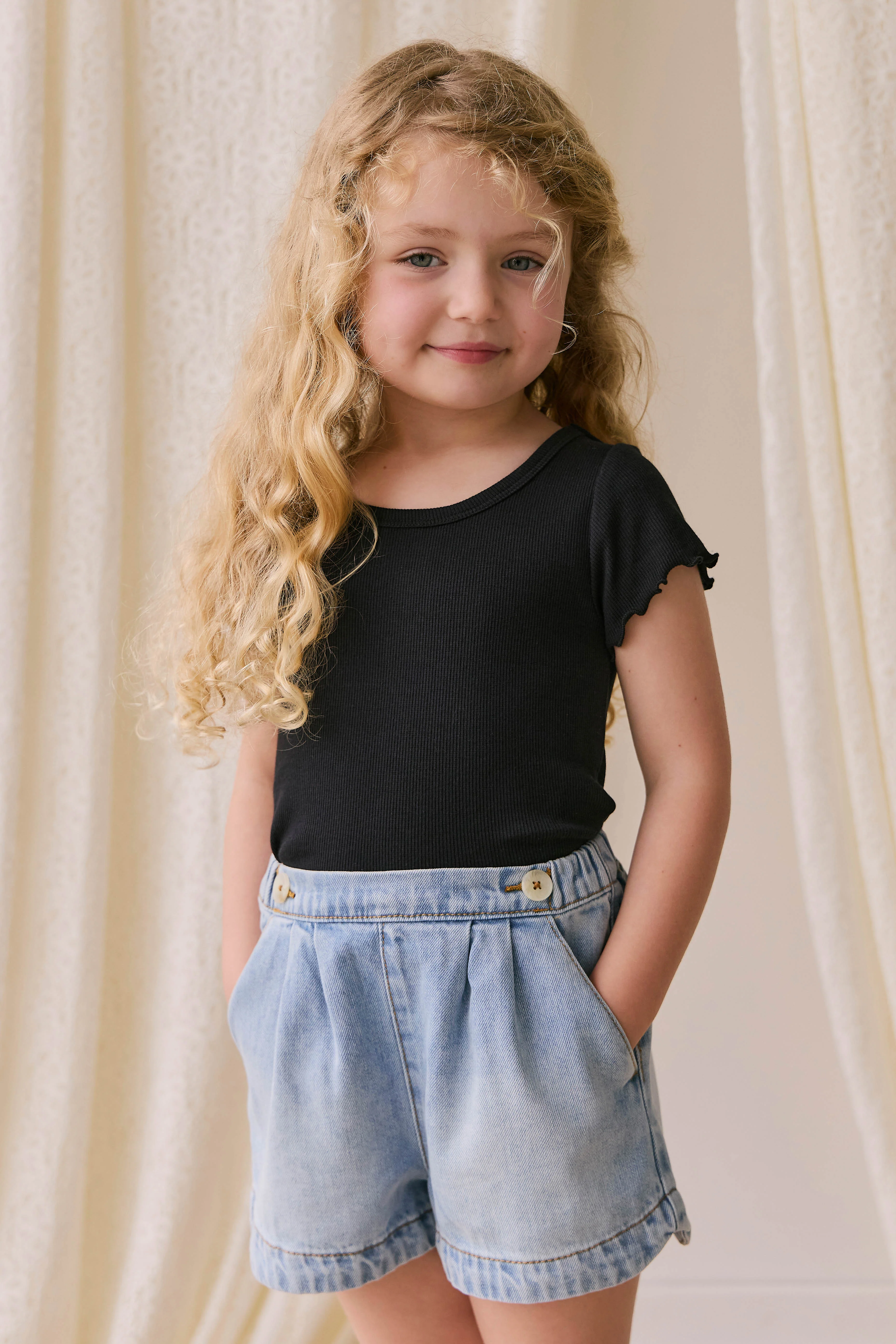 Organic Cotton Fine Rib Ines Top - Ebony - Image 3
