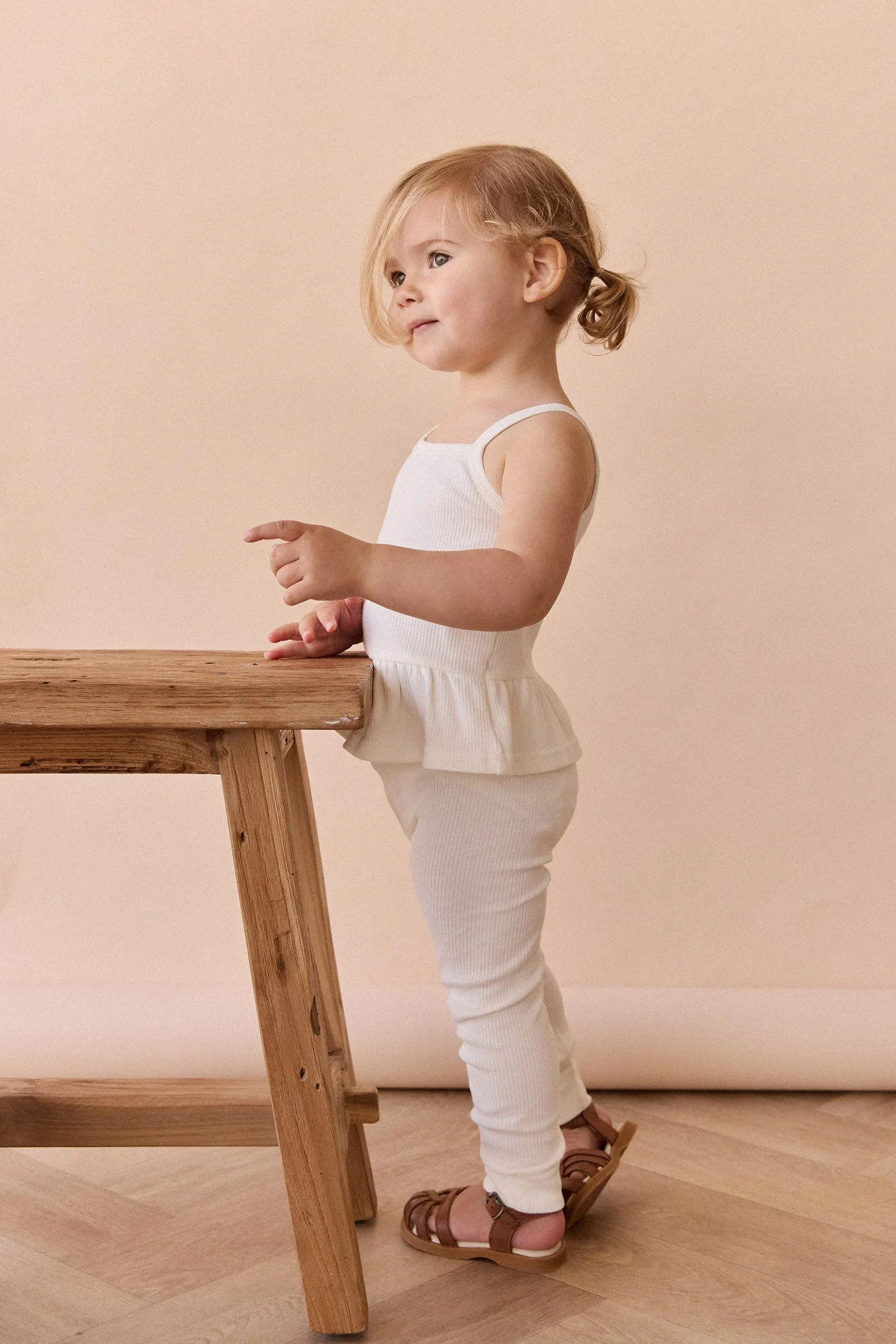 Organic Cotton Fine Rib Everyday Legging - Parchment - Image 2