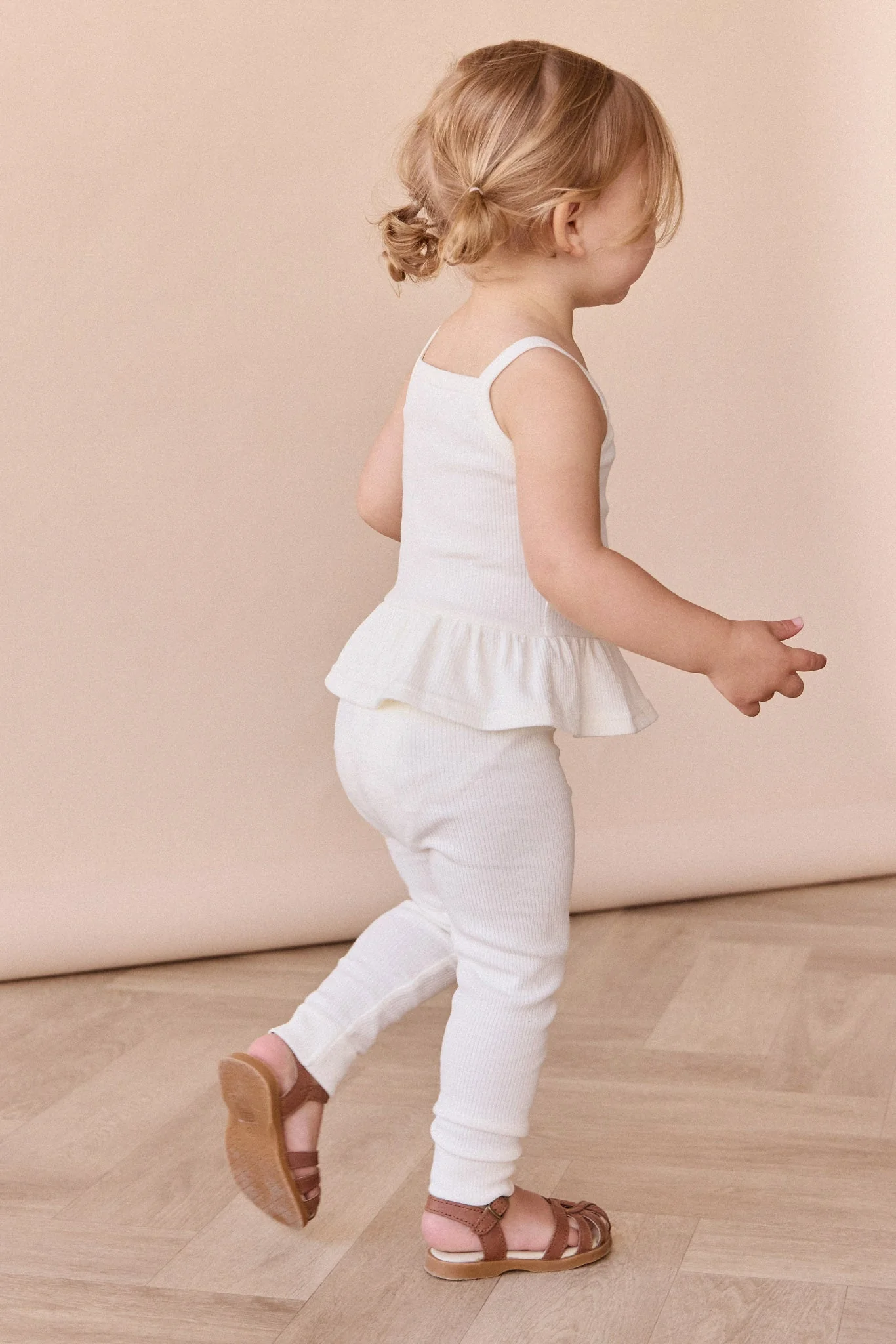 Organic Cotton Fine Rib Everyday Legging - Parchment - Image 3