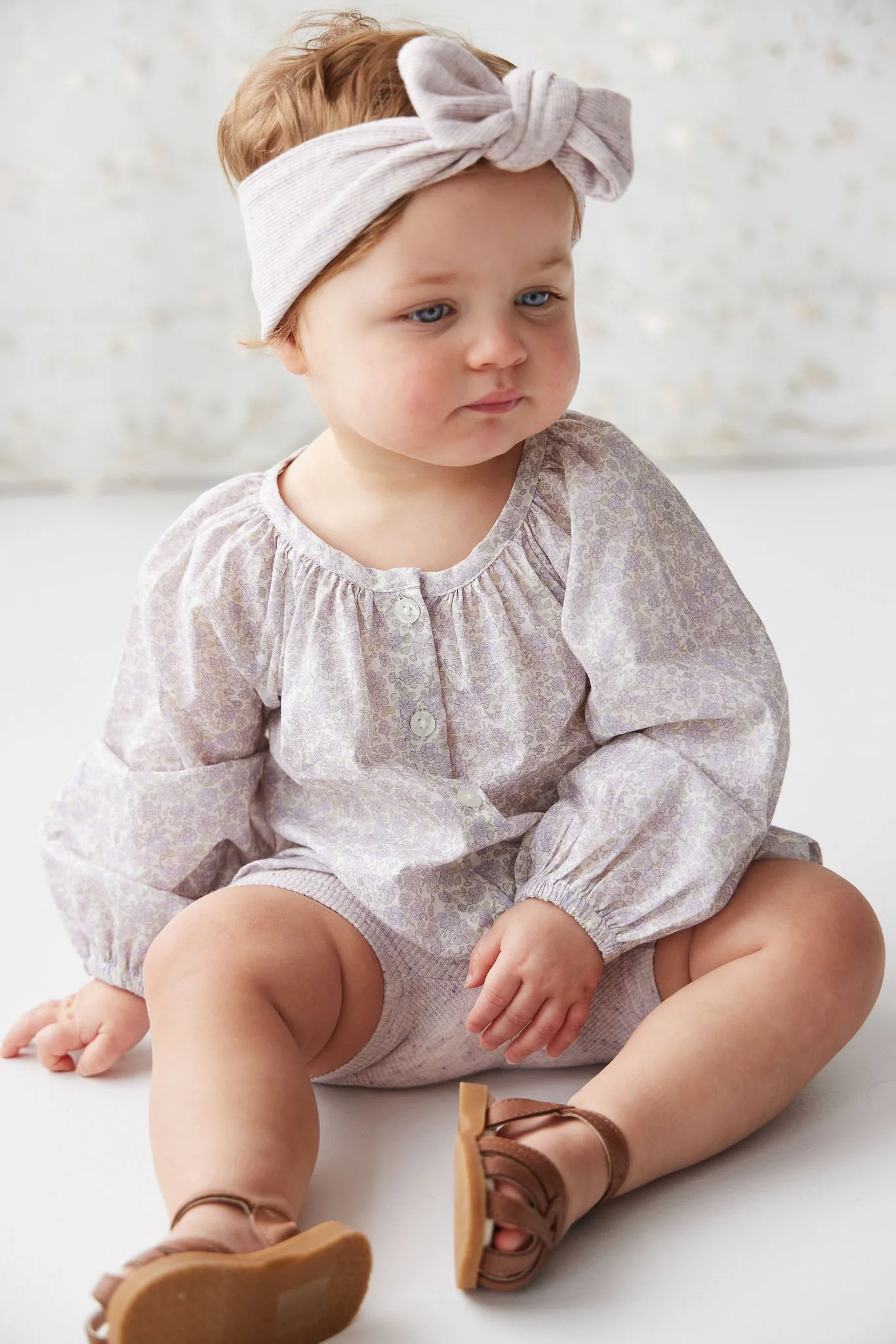 Organic Cotton Fine Rib Lilian Headband - Lavender Fleck - Image 4
