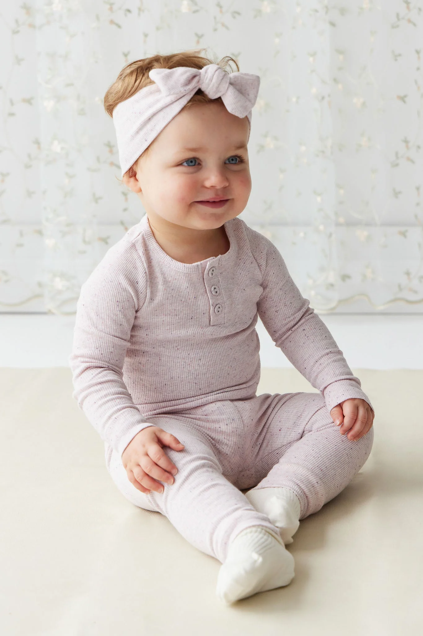 Organic Cotton Fine Rib Lilian Headband - Tulip Fleck - Image 3