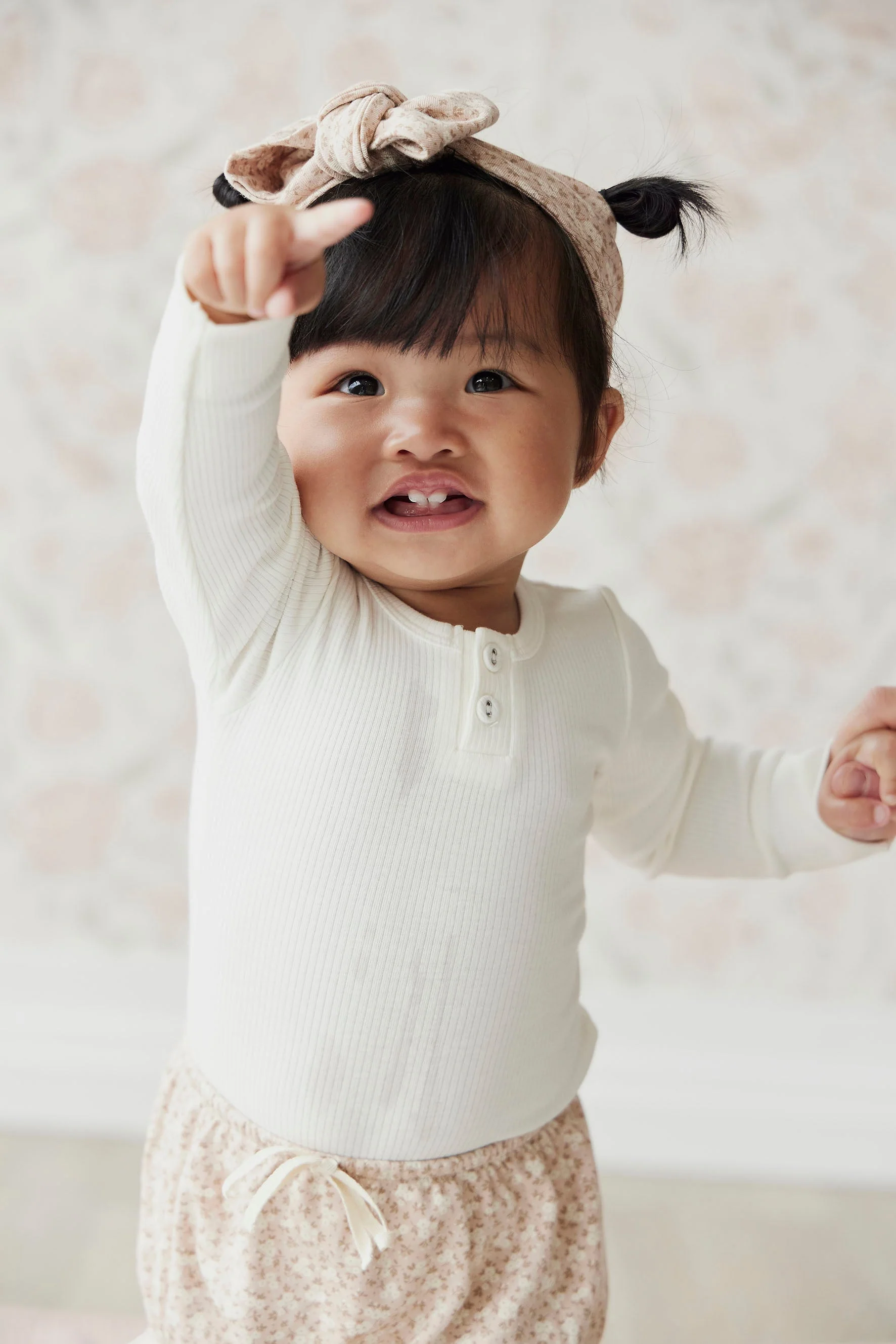 Organic Cotton Fine Rib Long Sleeve Bodysuit - Milk - Image 3