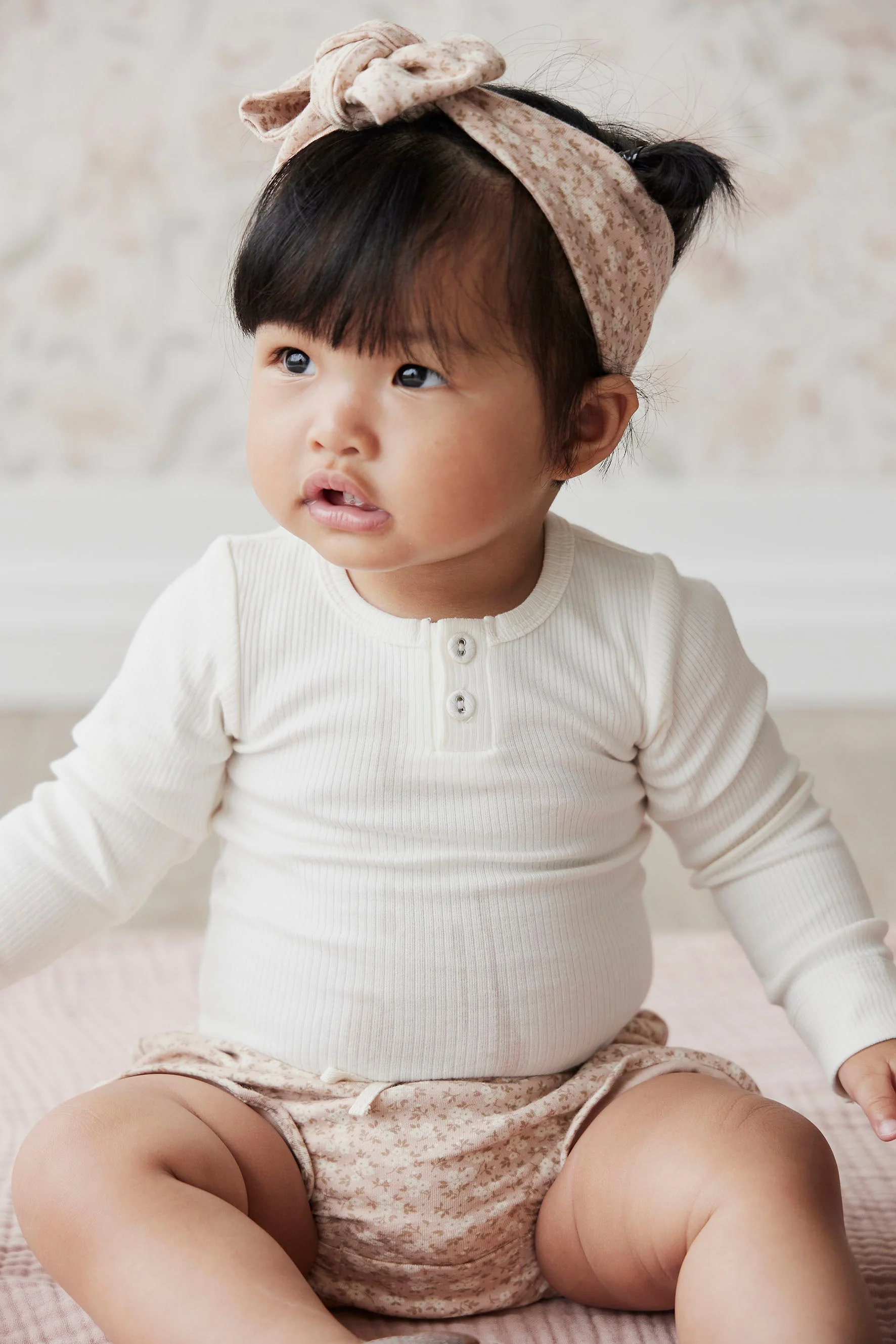 Organic Cotton Fine Rib Long Sleeve Bodysuit - Milk - Image 5