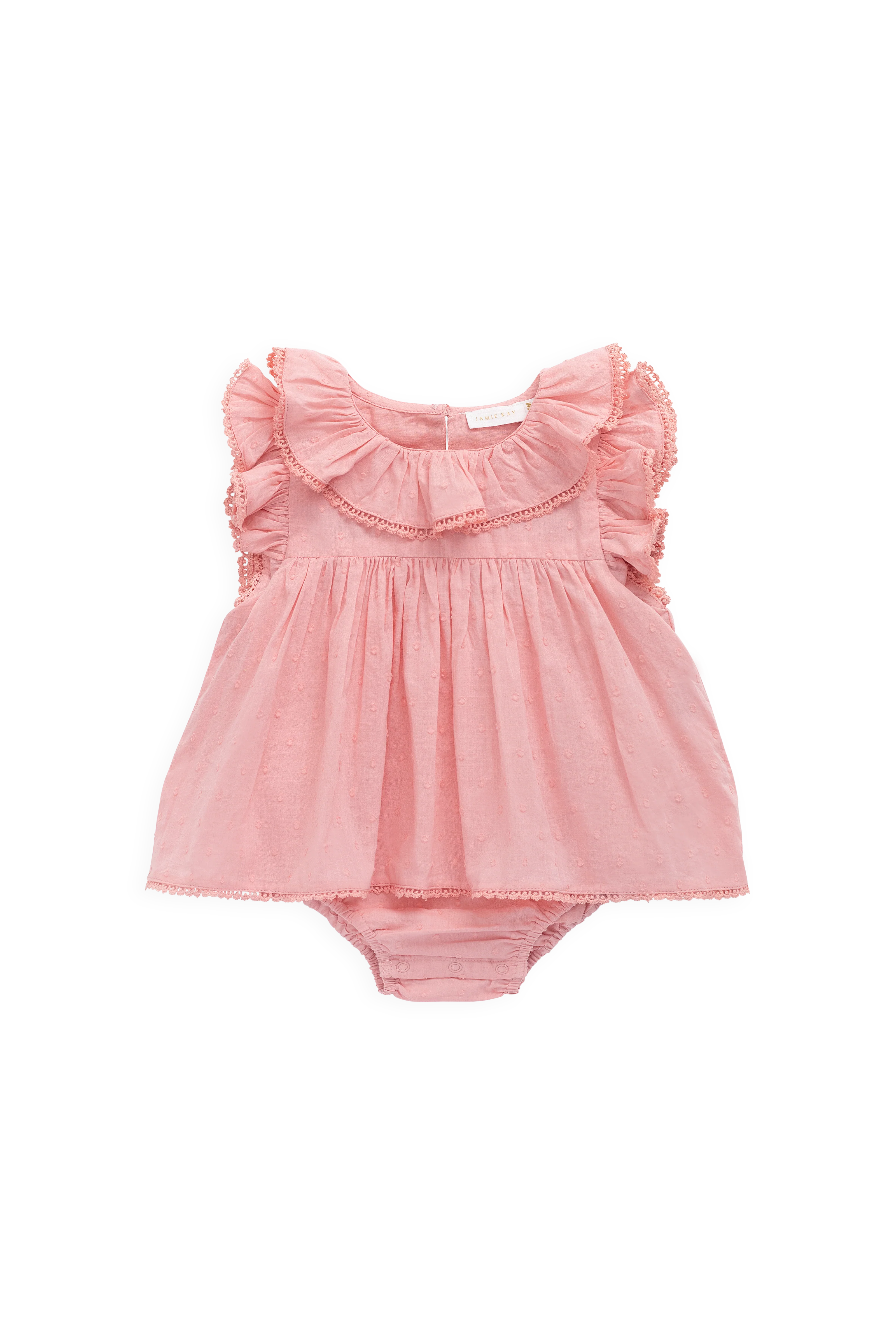 Organic Cotton Frannie Playsuit - Swiss Pink - Image 2