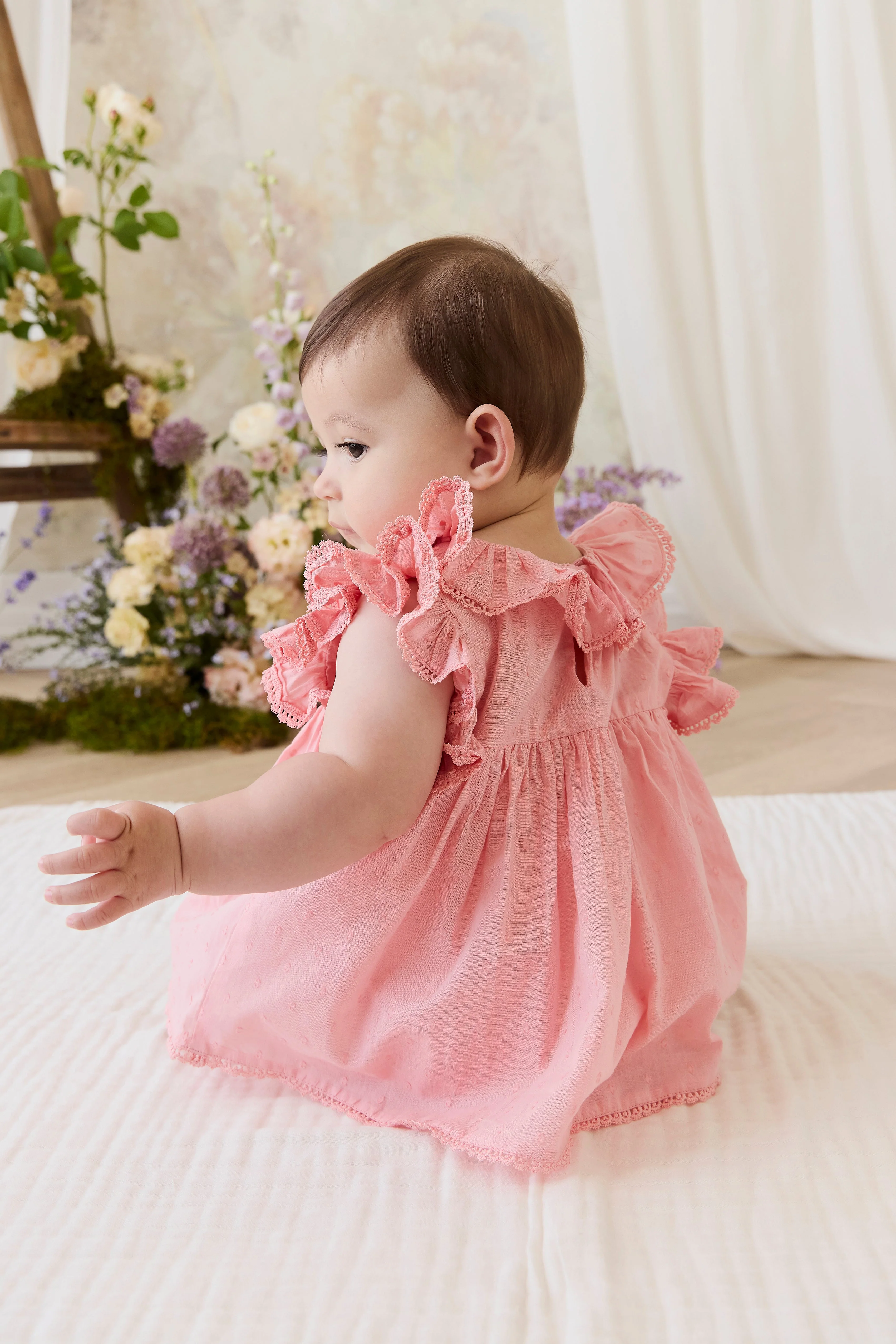 Organic Cotton Frannie Playsuit - Swiss Pink - Image 3