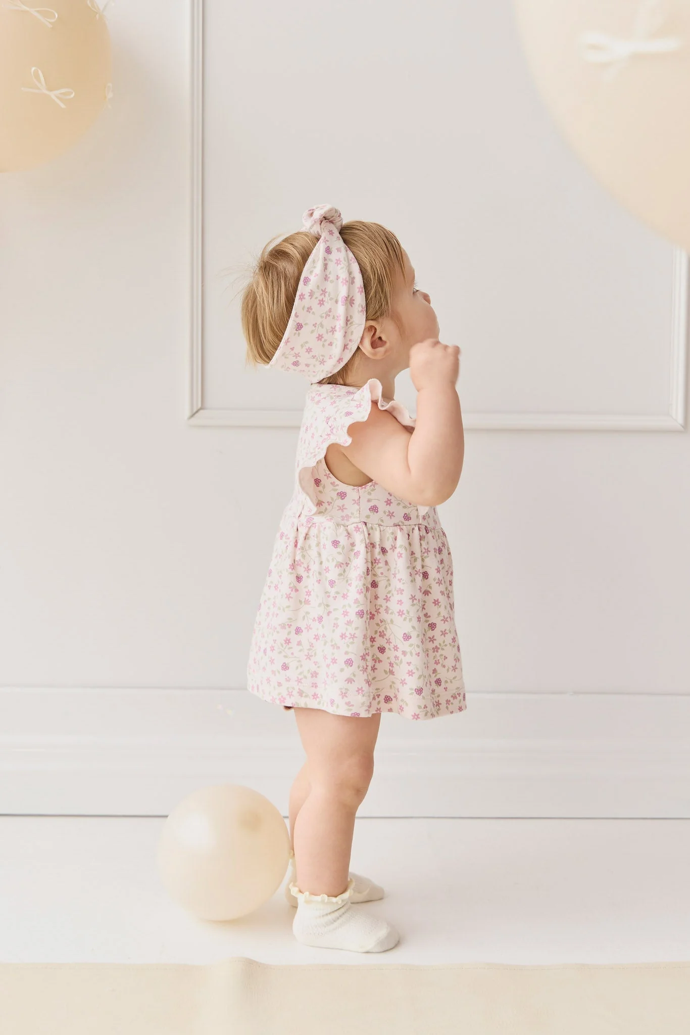 Organic Cotton Headband - Adaline Berries Ballet Pink - Image 2