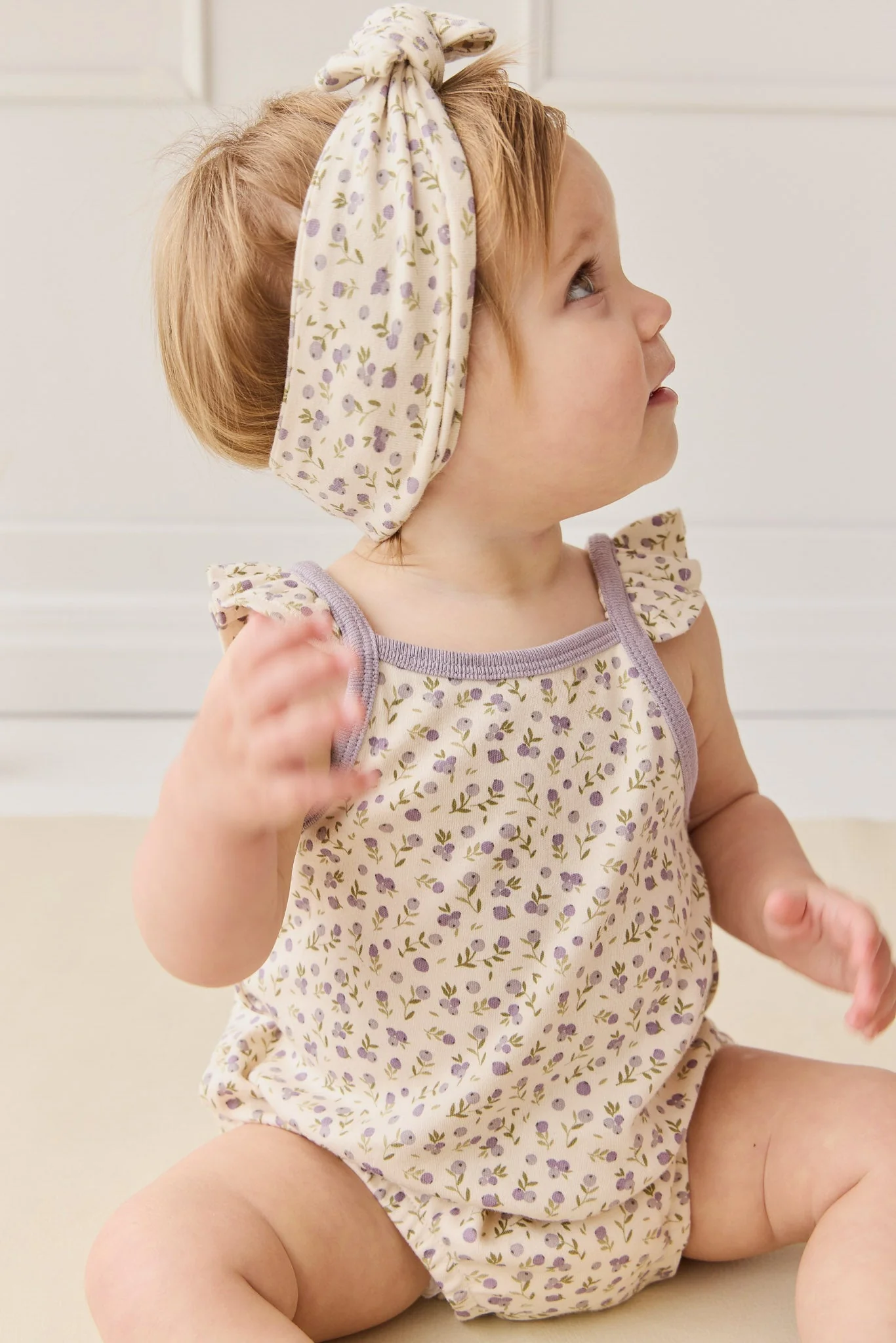 Organic Cotton Headband - Blueberry Field Raindrops - Image 2