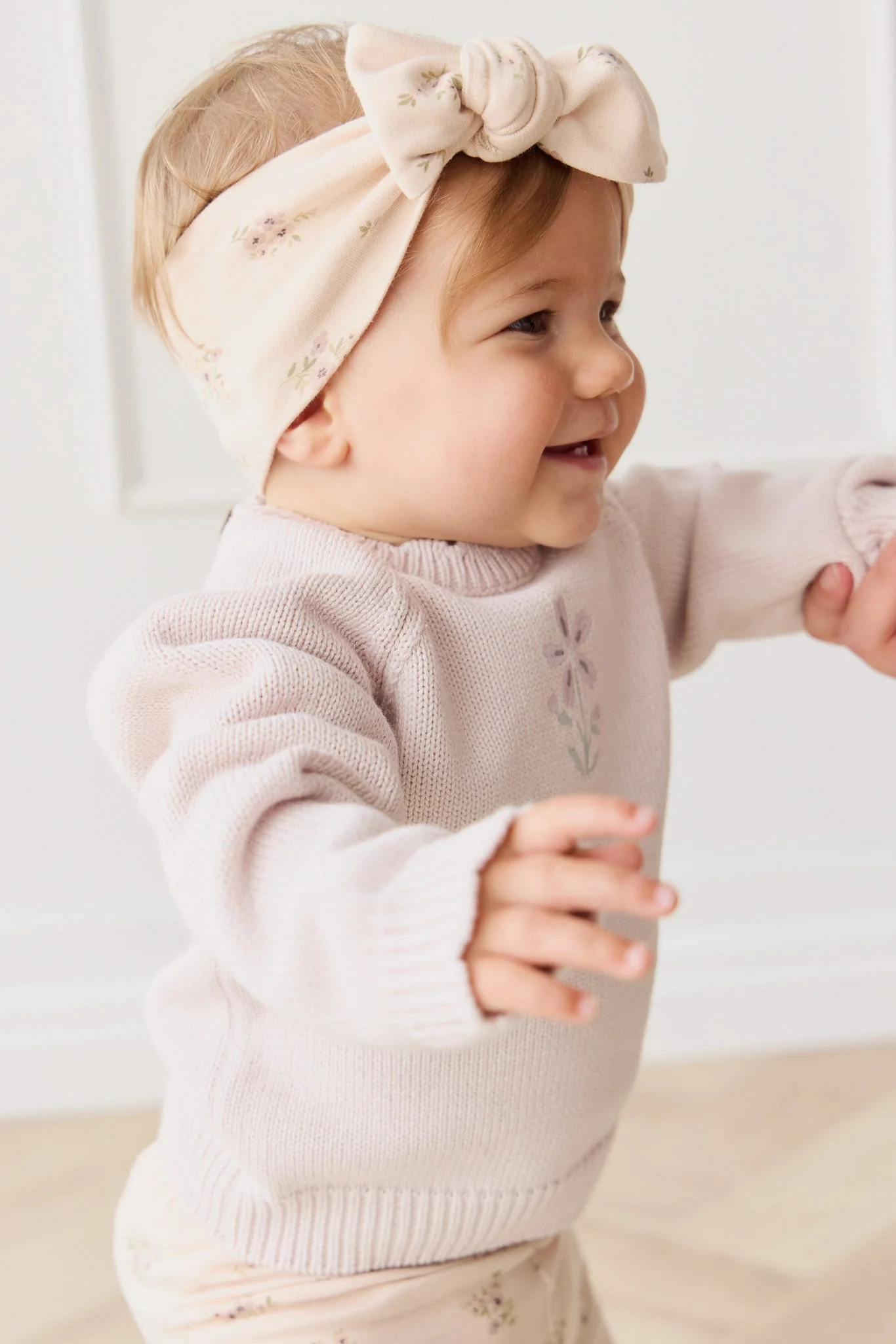 Organic Cotton Headband - Goldie Bouquet Pink Tint - Image 2