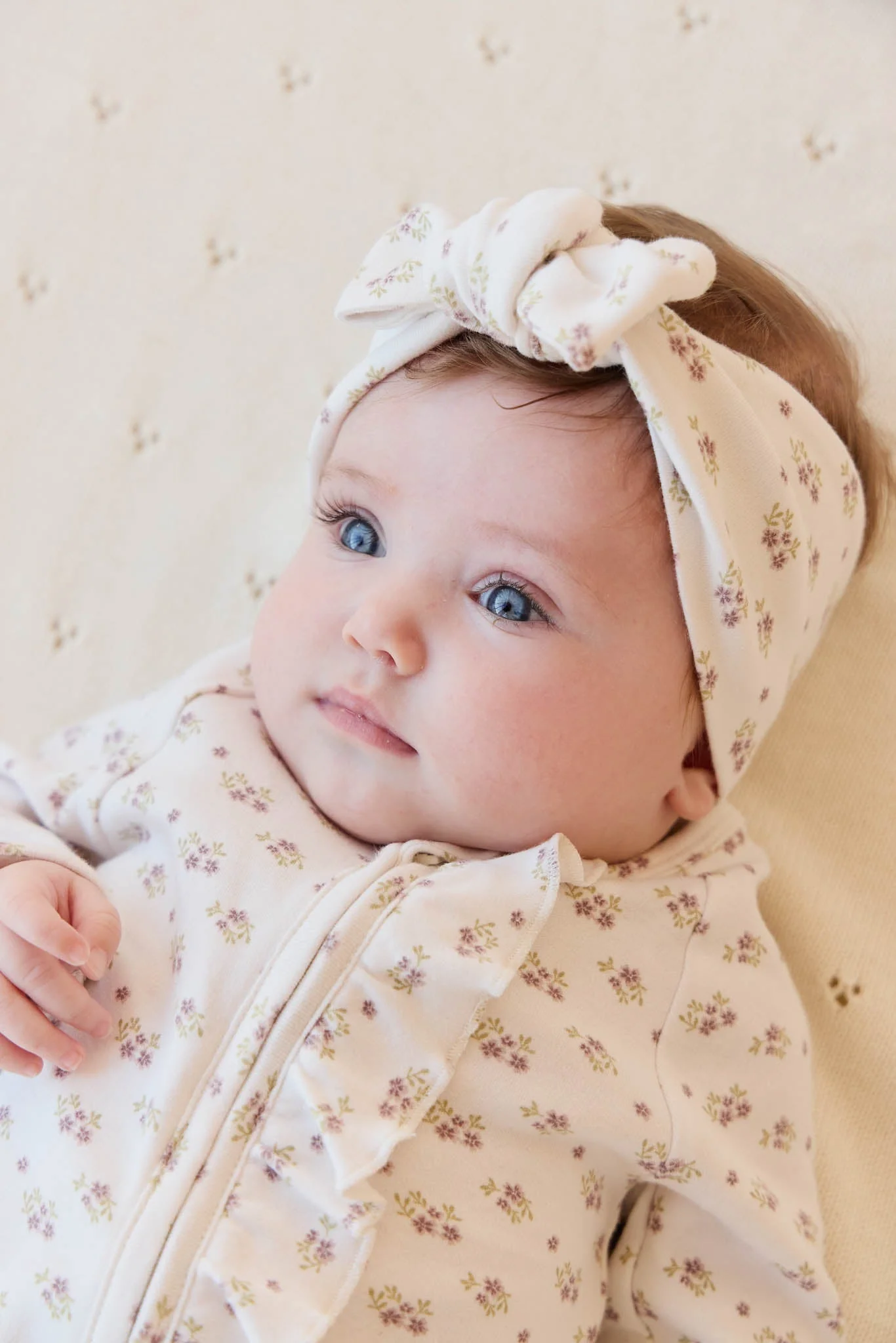 Organic Cotton Headband - Rose Floral Pink - Image 2