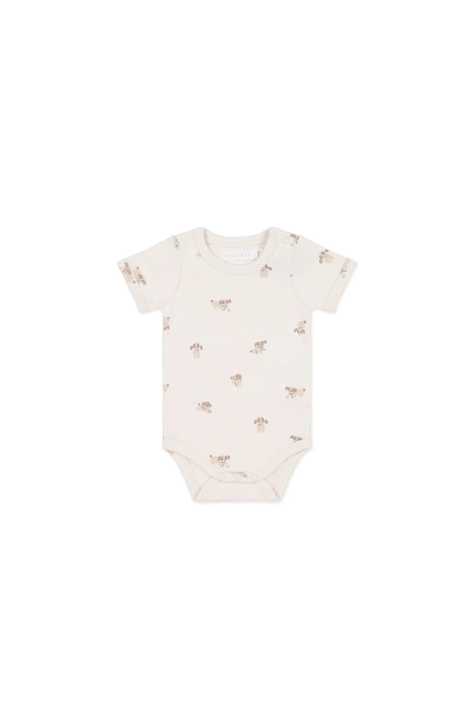 Organic Cotton Hudson Short Sleeve Bodysuit - Sasha Puppy Tofu - Image 2