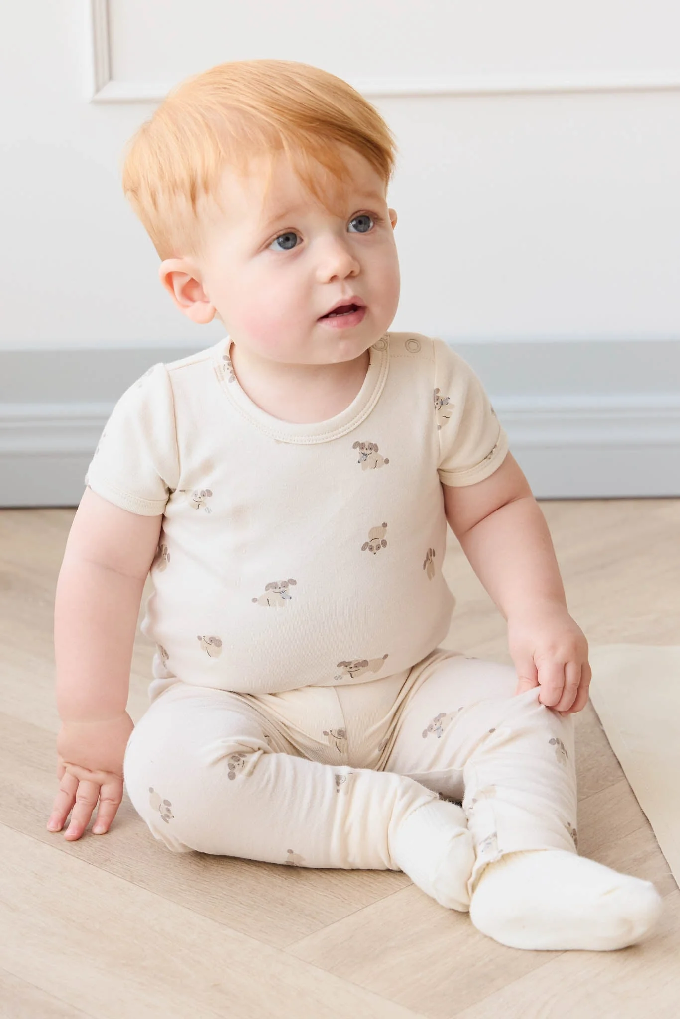 Organic Cotton Hudson Short Sleeve Bodysuit - Sasha Puppy Tofu - Image 4