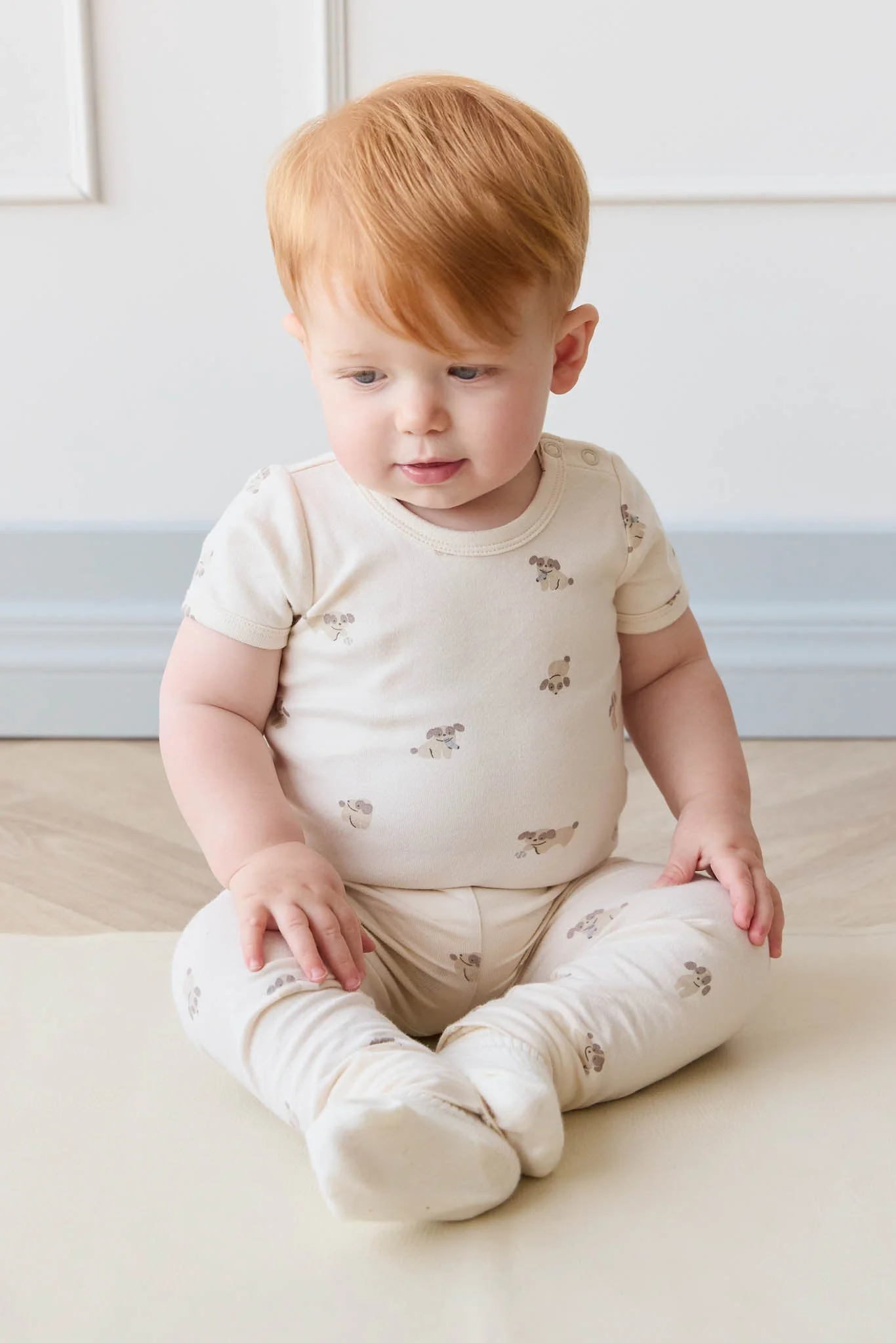 Organic Cotton Hudson Short Sleeve Bodysuit - Sasha Puppy Tofu - Image 5