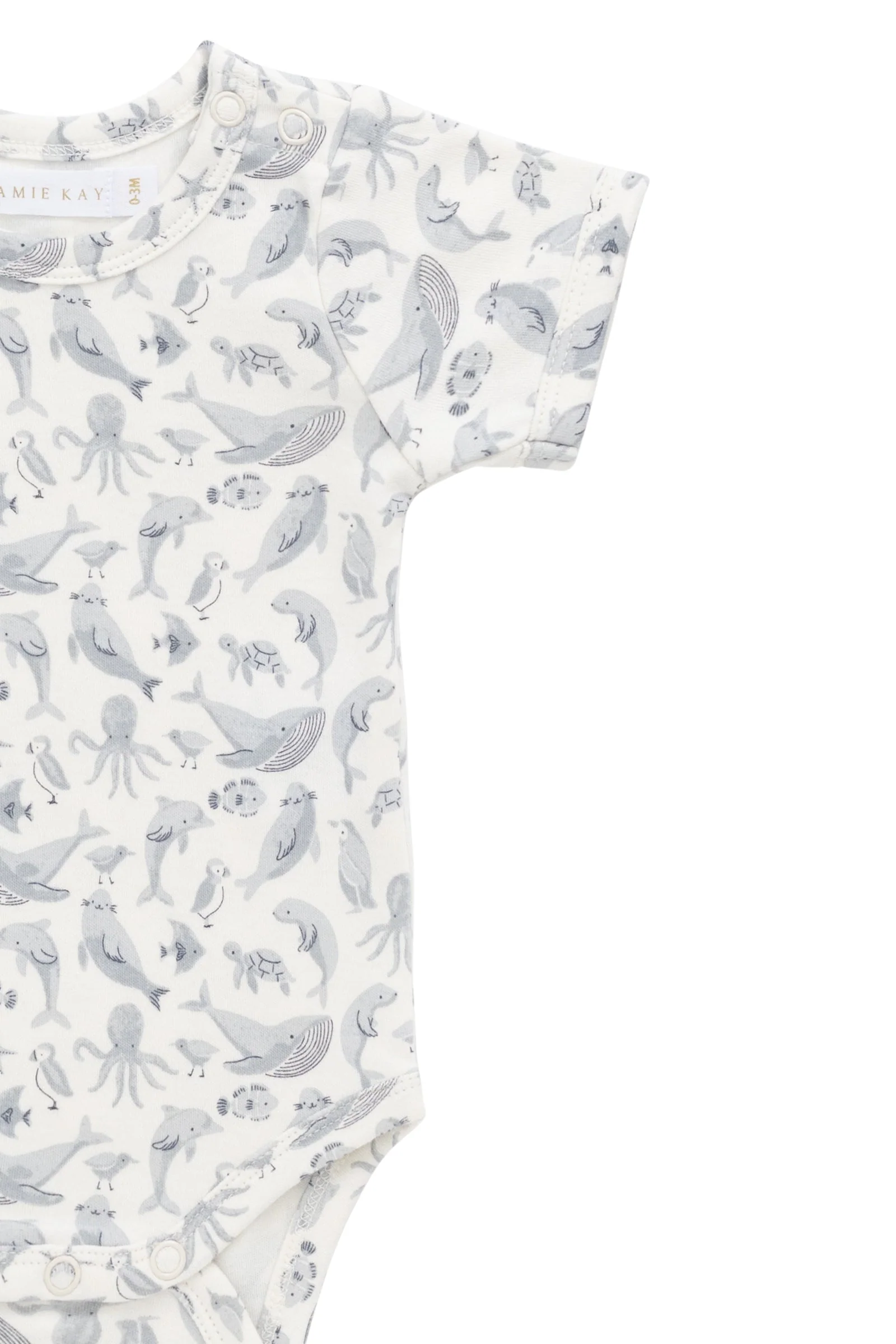 Organic Cotton Hudson Short Sleeve Bodysuit - Sea Life - Image 5