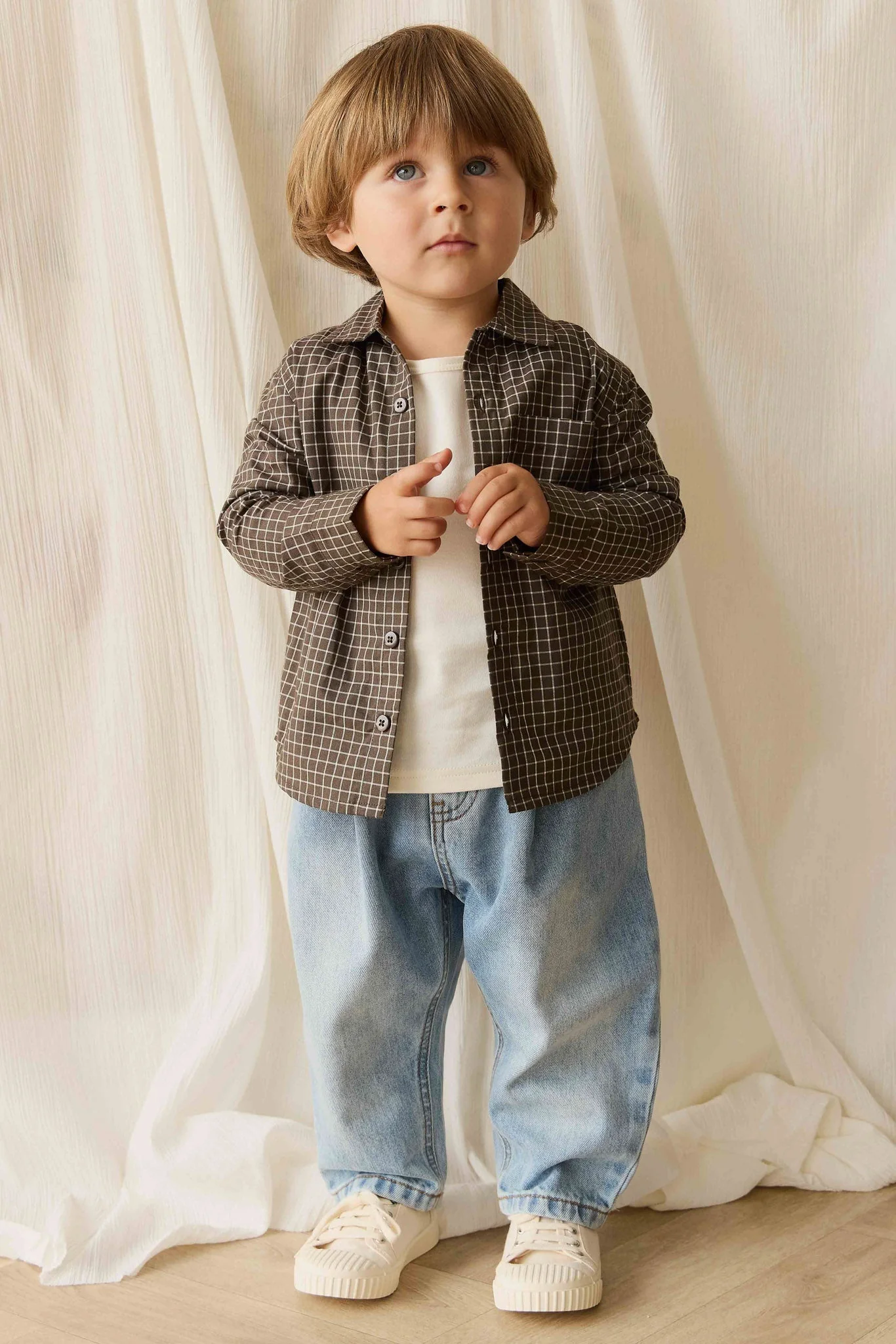 Organic Cotton Isaiah Shirt - Coffee Grid - Image 4