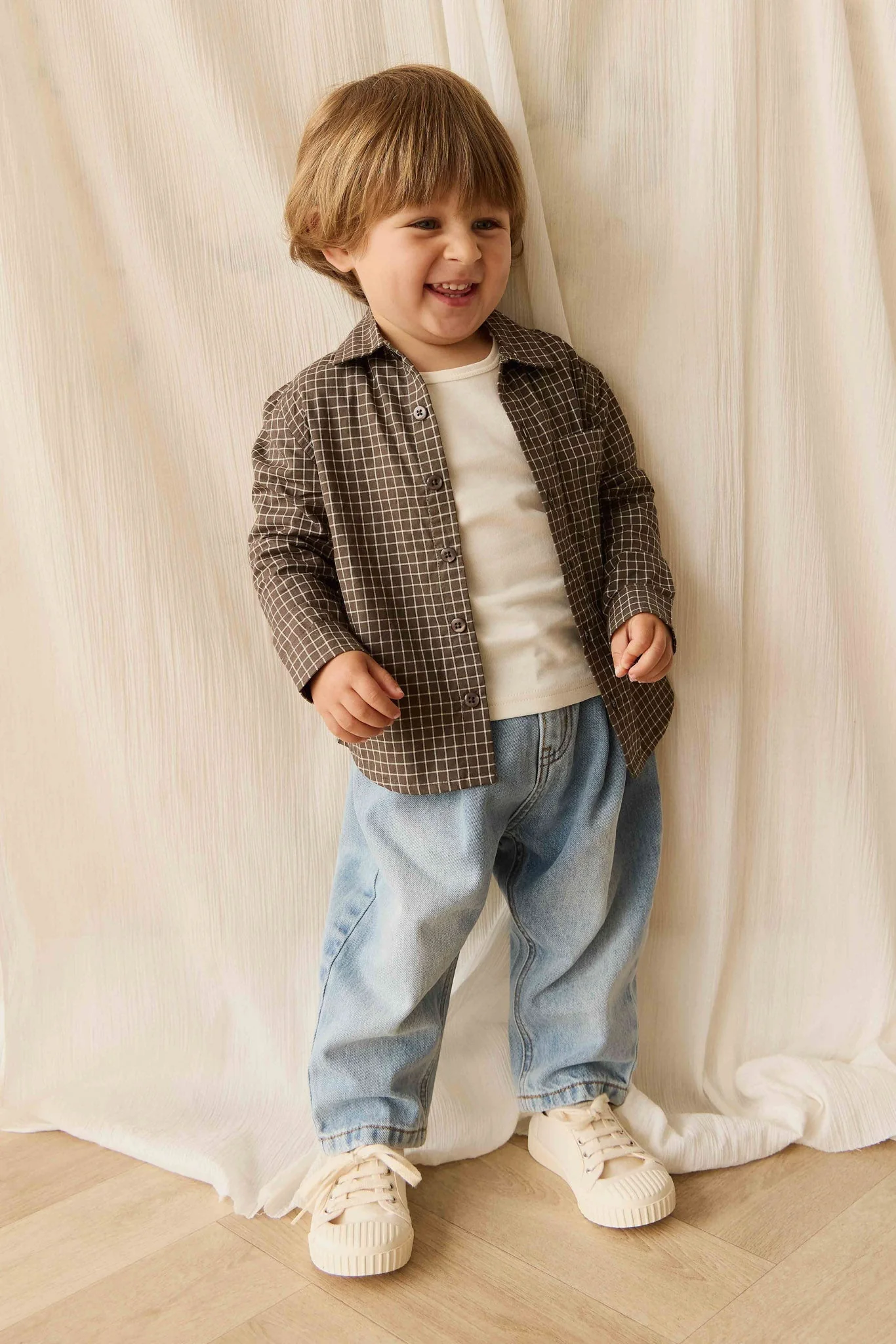 Organic Cotton Isaiah Shirt - Coffee Grid - Image 5