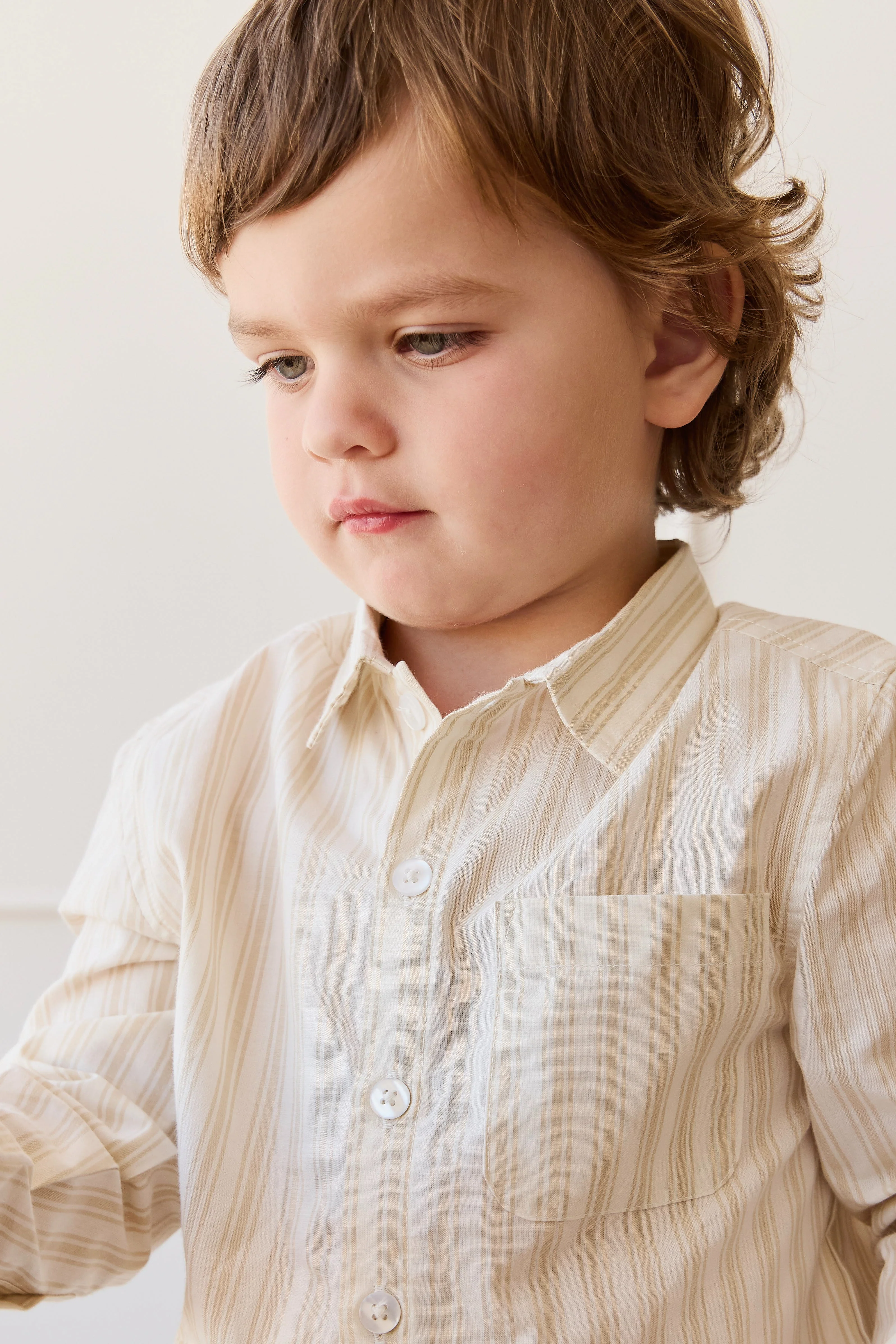 Organic Cotton Isaiah Shirt - Variegated Stripe Foam - Image 5