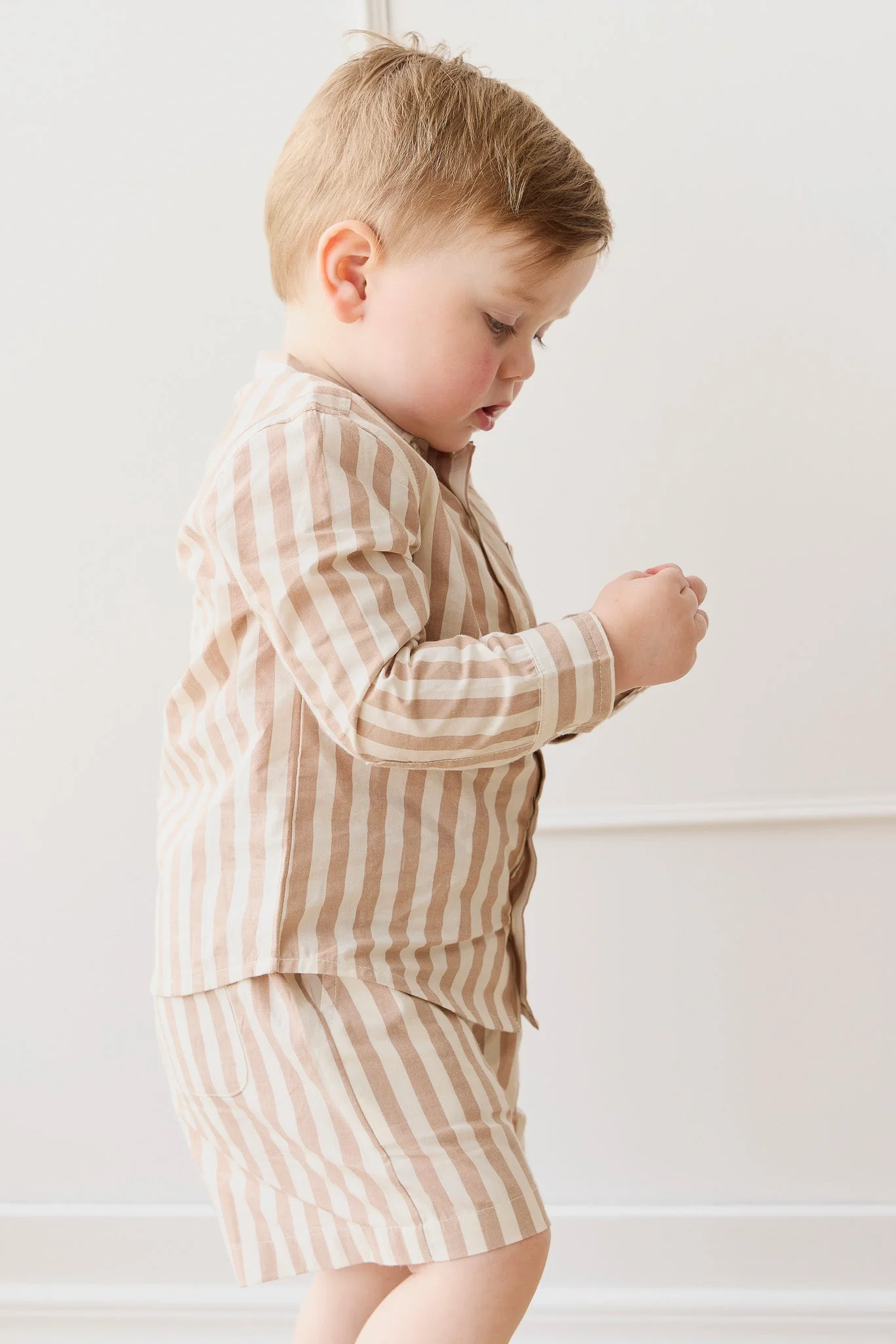Organic Cotton Isaiah Shirt - Vertical Stripe Tiger/Cloud - Image 3