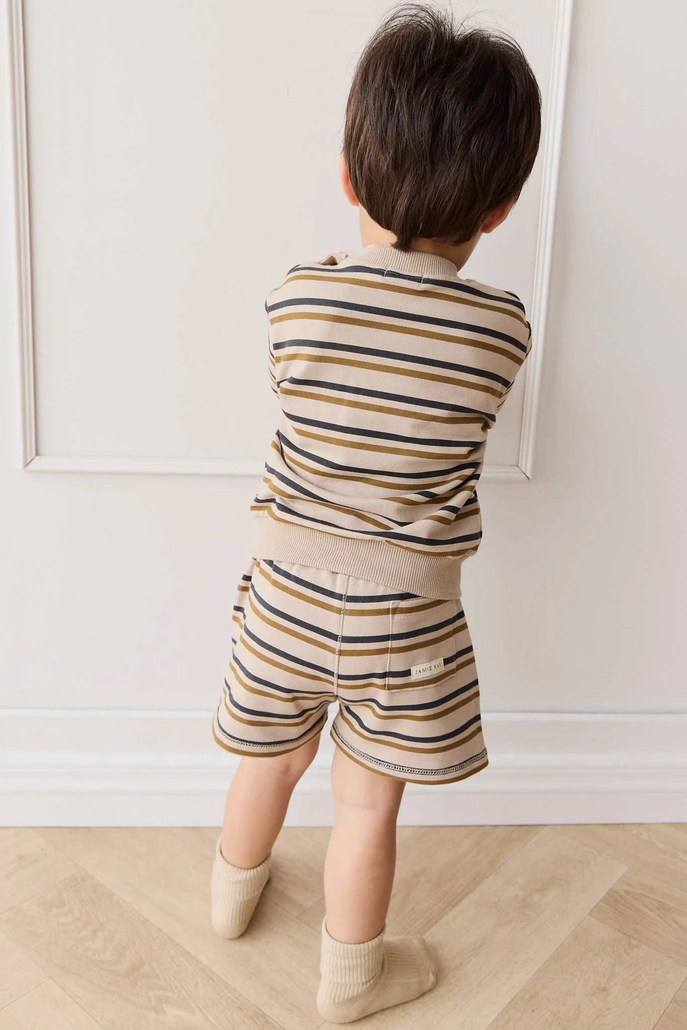 Organic Cotton Jalen Short - Raynor Stripe Pale Khaki - Image 4