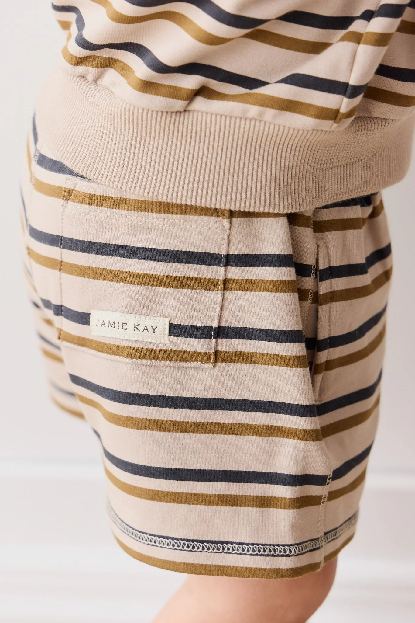 Organic Cotton Jalen Short - Raynor Stripe Pale Khaki - Image 5