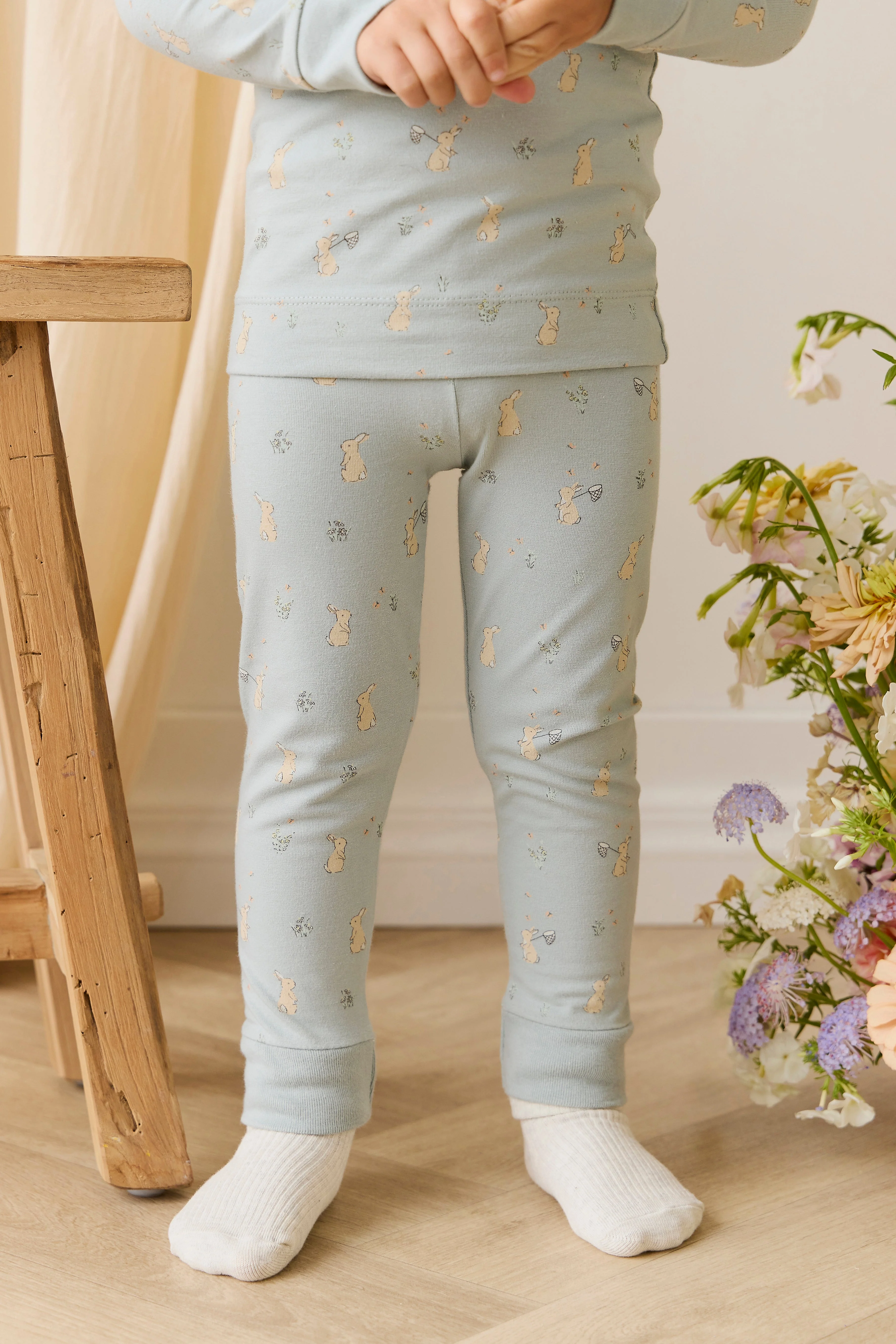 Organic Cotton Jarrah Long Sleeve Pyjama Set-Lapin Jardin Blue - Image 5