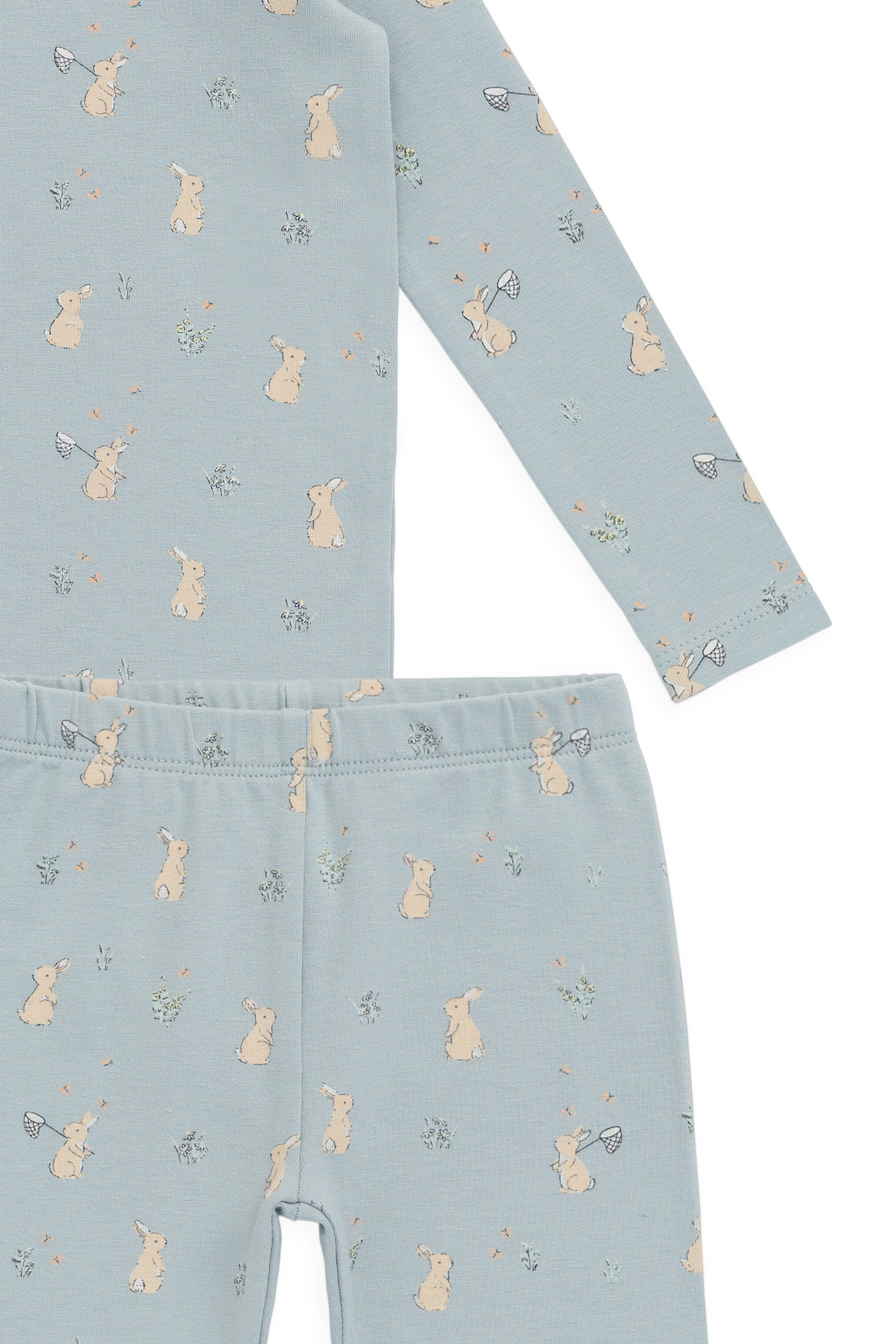Organic Cotton Jarrah Long Sleeve Pyjama Set-Lapin Jardin Blue - Image 9