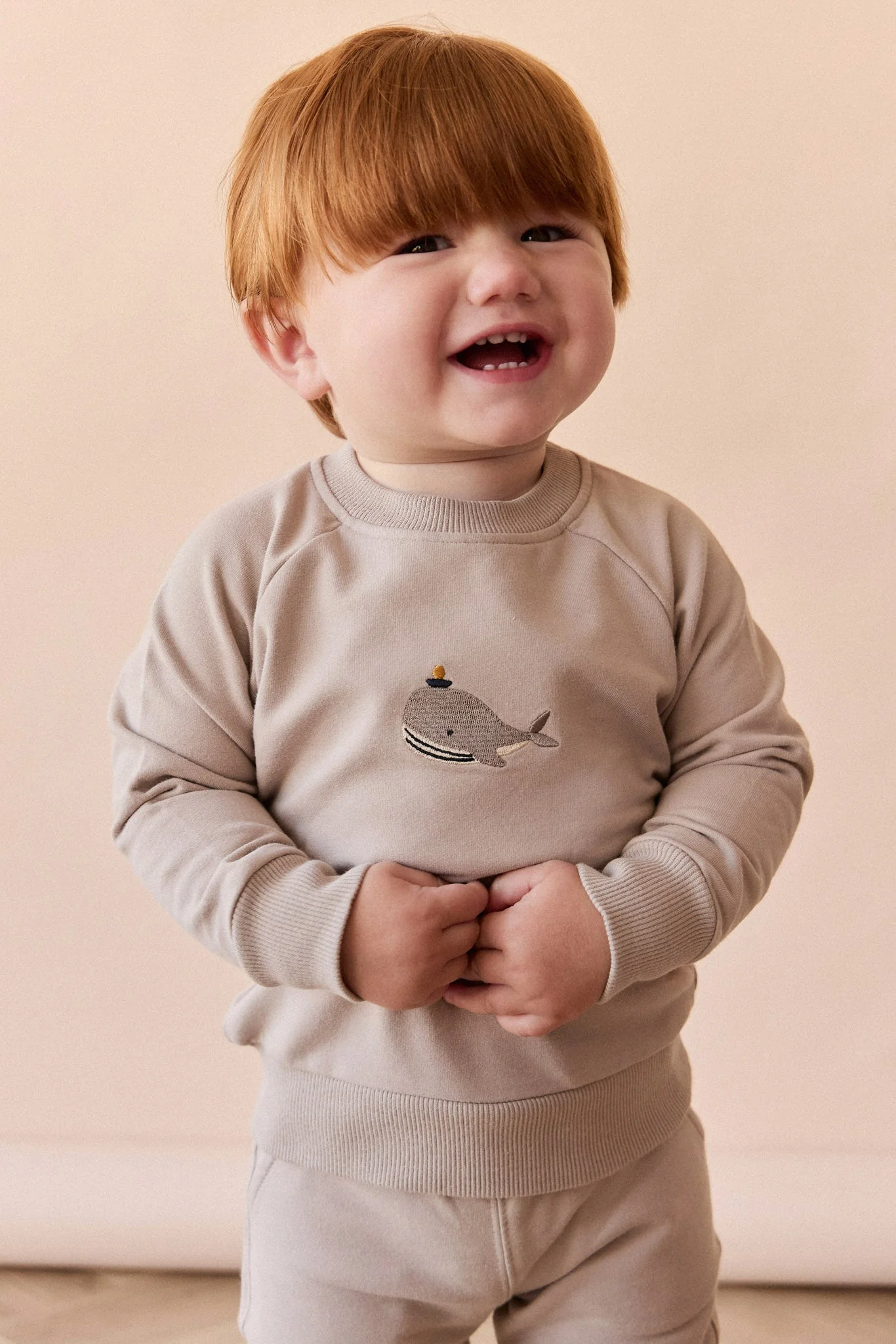Organic Cotton Jermaine Sweatshirt - Hazy Taupe Whale - Image 3