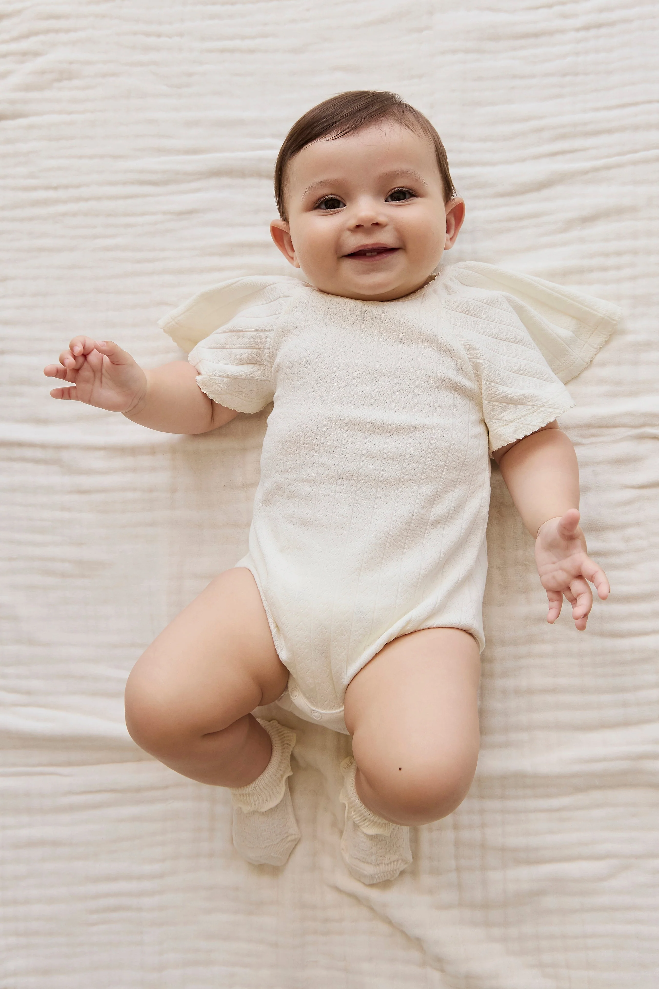 Organic Cotton Josephine Playsuit - Sweet Heart Pointelle Parchment - Image 4