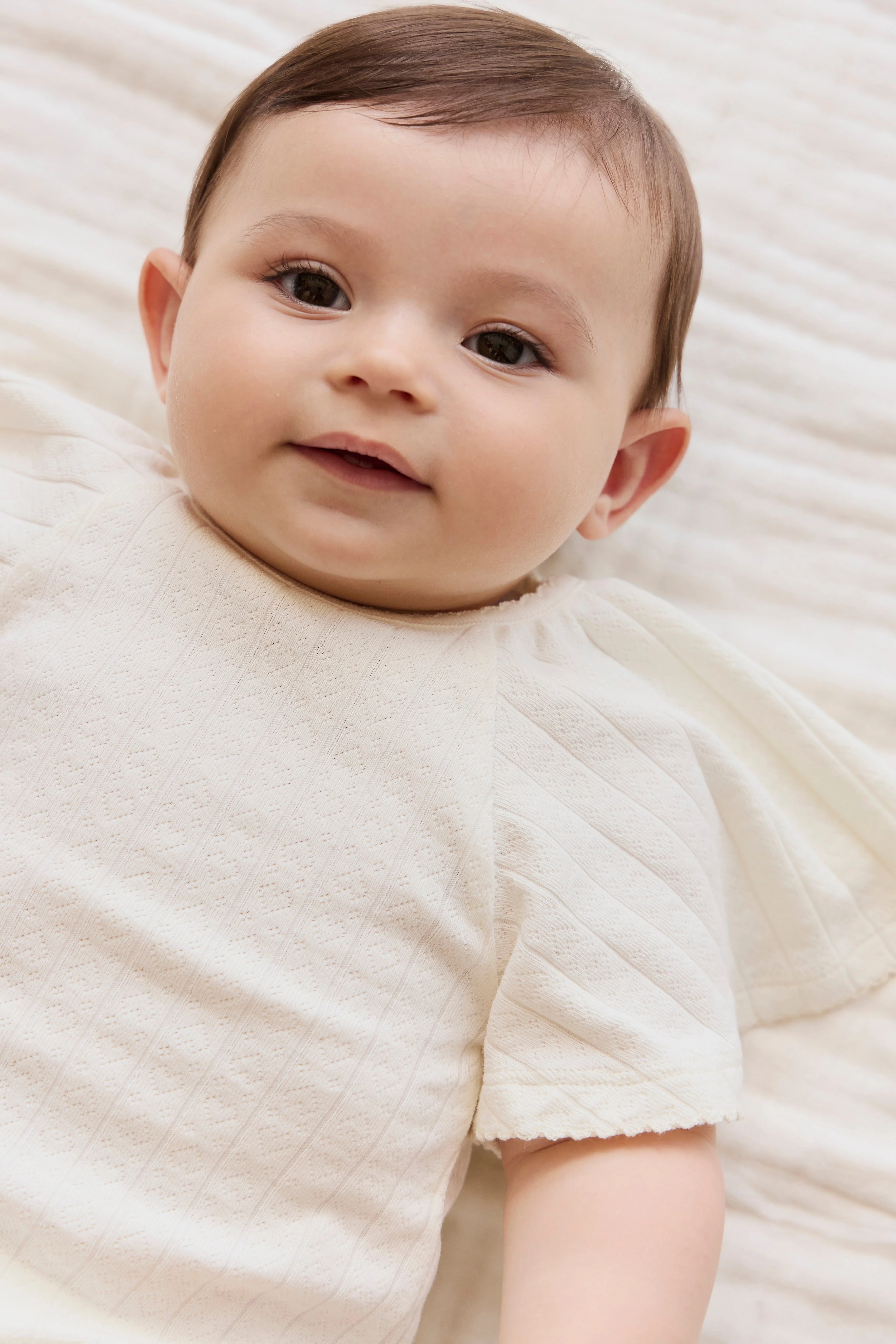 Organic Cotton Josephine Playsuit - Sweet Heart Pointelle Parchment - Image 5