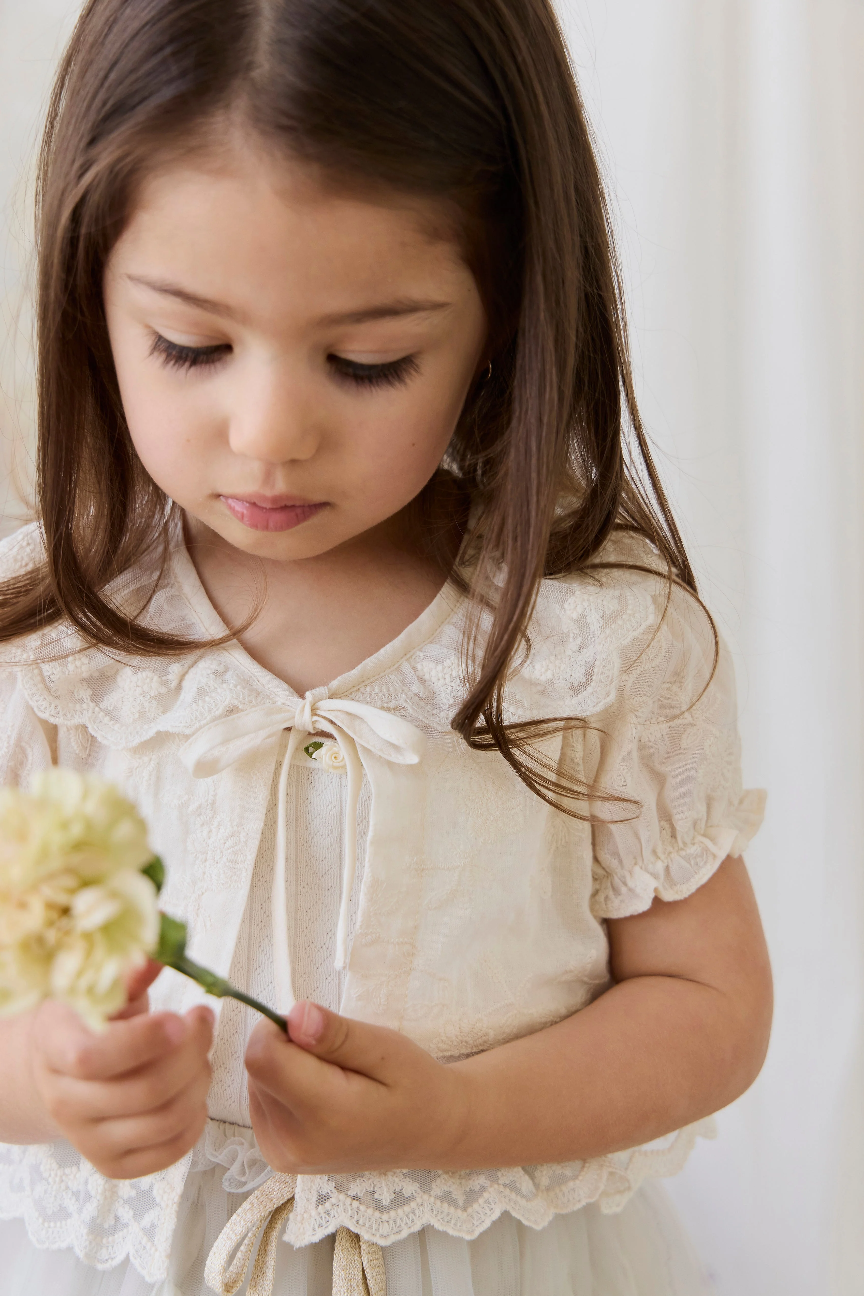 Organic Cotton Josephine Singlet - Sweet Heart Pointelle Parchment - Image 3