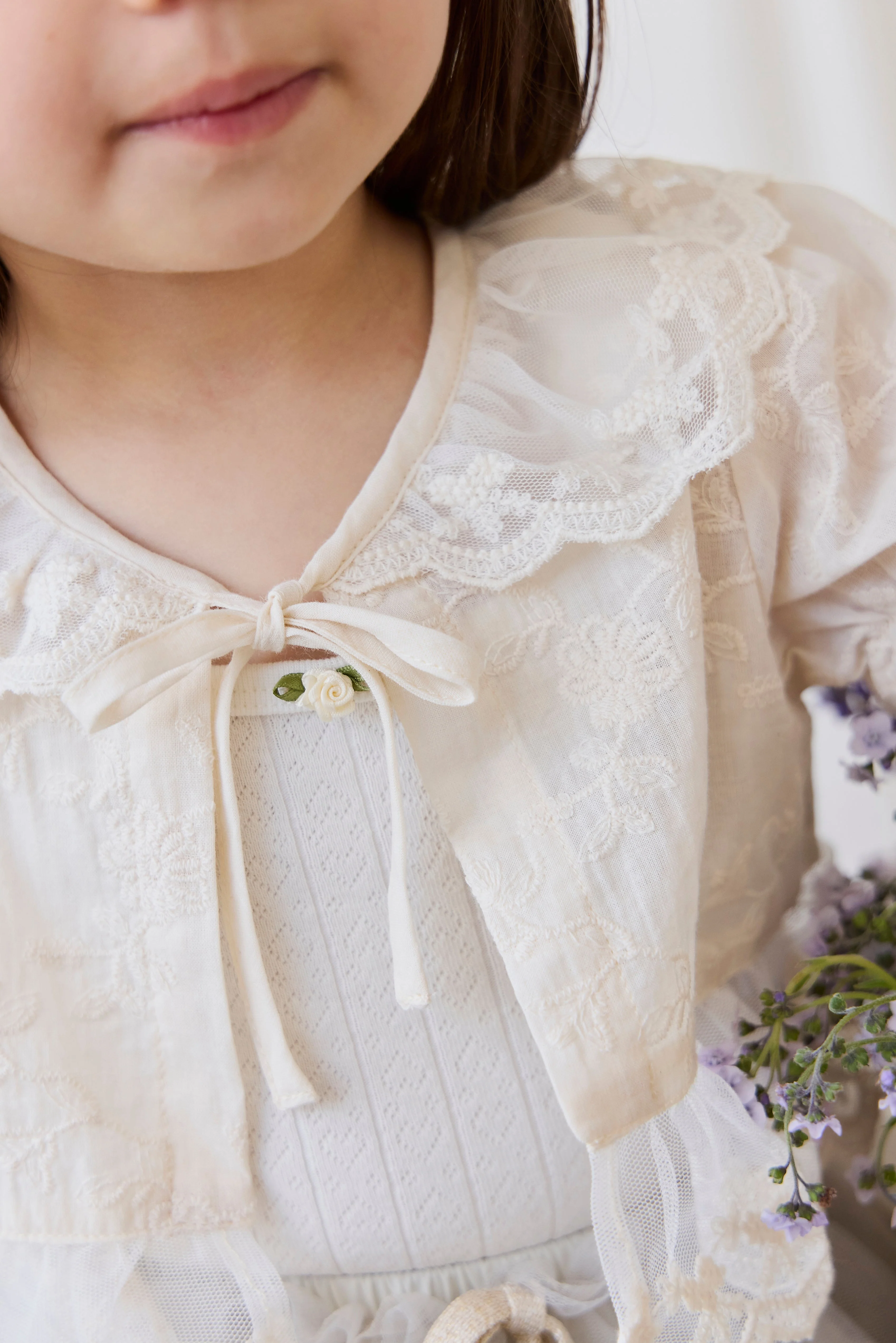 Organic Cotton Josephine Singlet - Sweet Heart Pointelle Parchment - Image 4