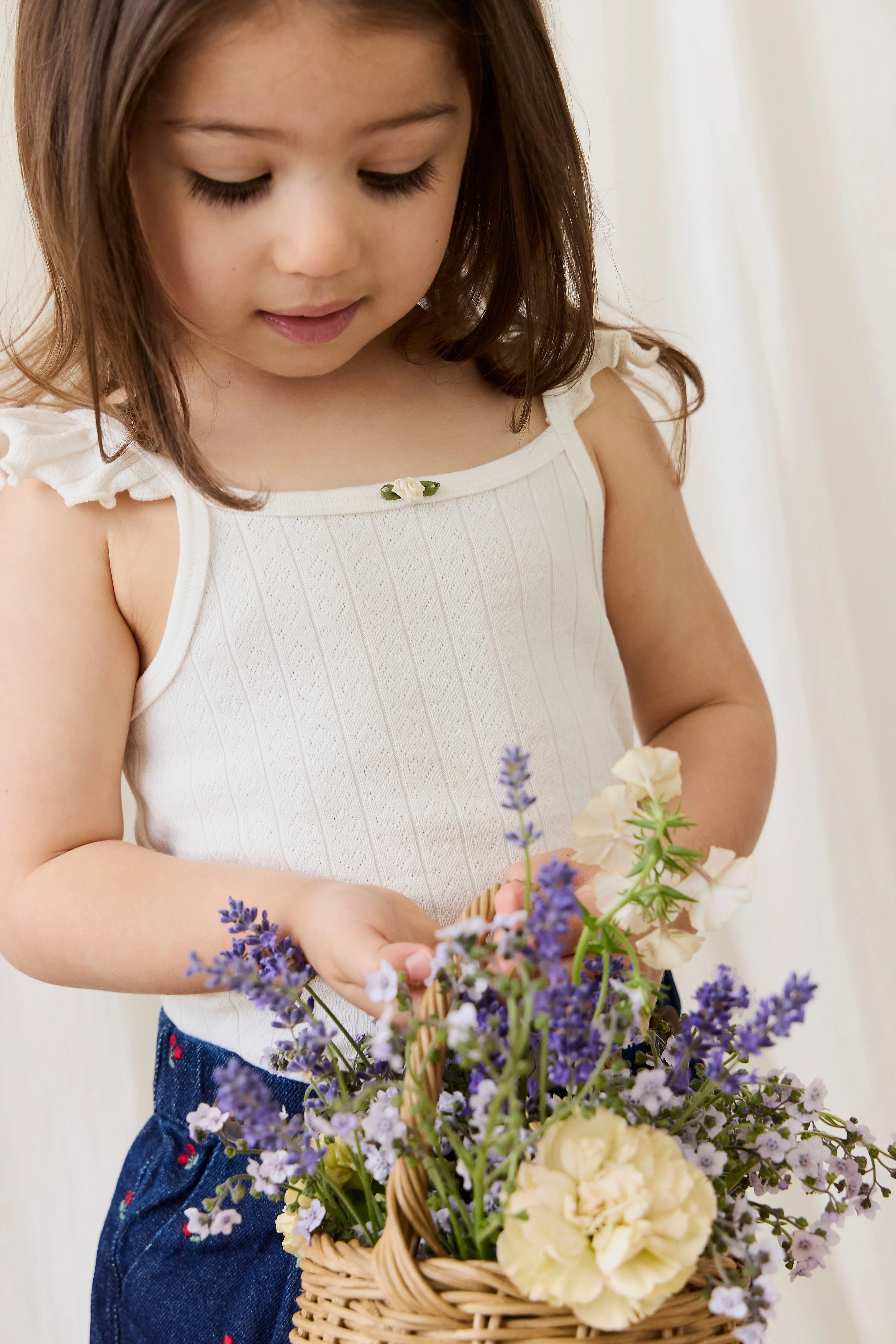 Organic Cotton Josephine Singlet - Sweet Heart Pointelle Parchment - Image 5