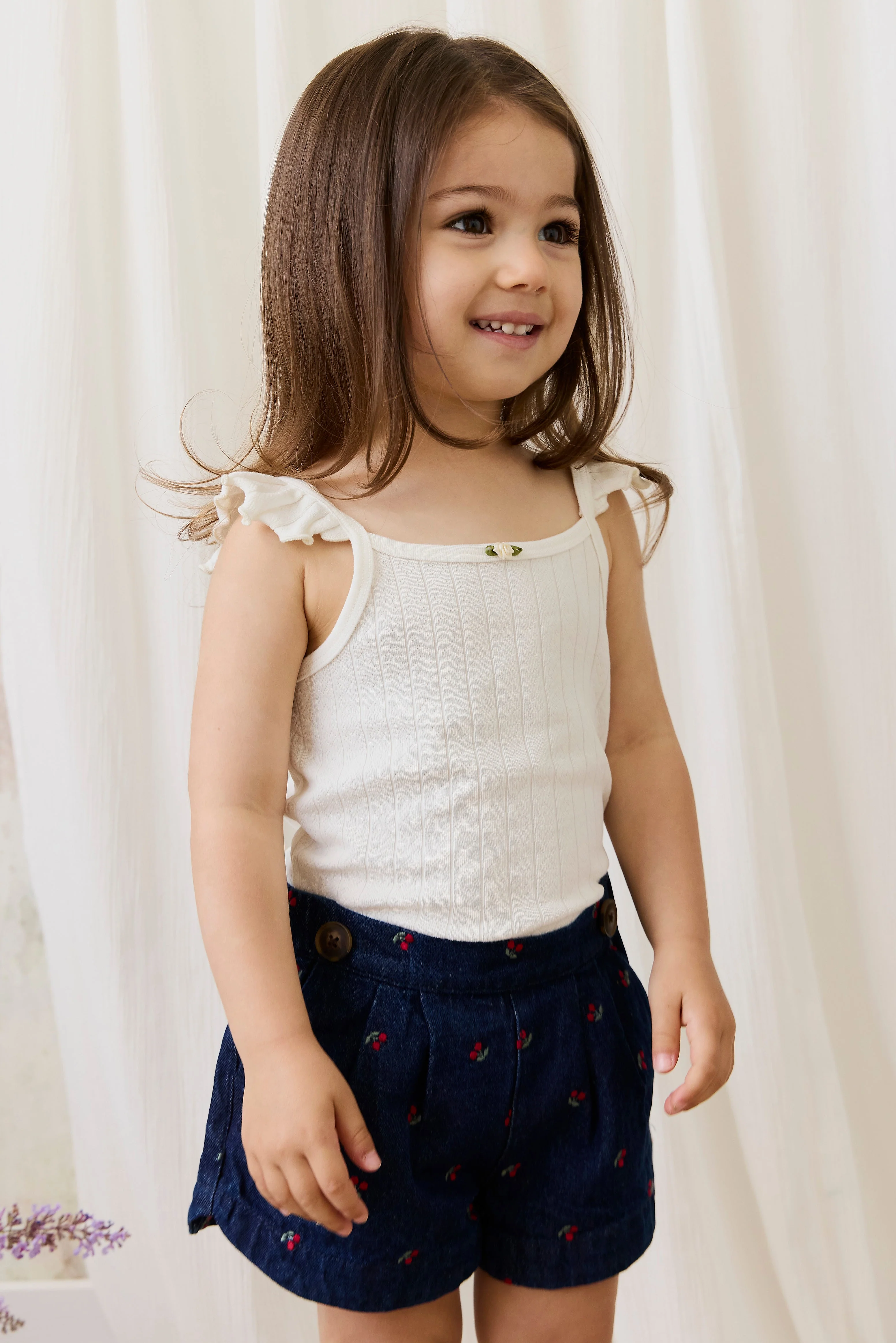 Organic Cotton Josephine Singlet - Sweet Heart Pointelle Parchment - Image 6