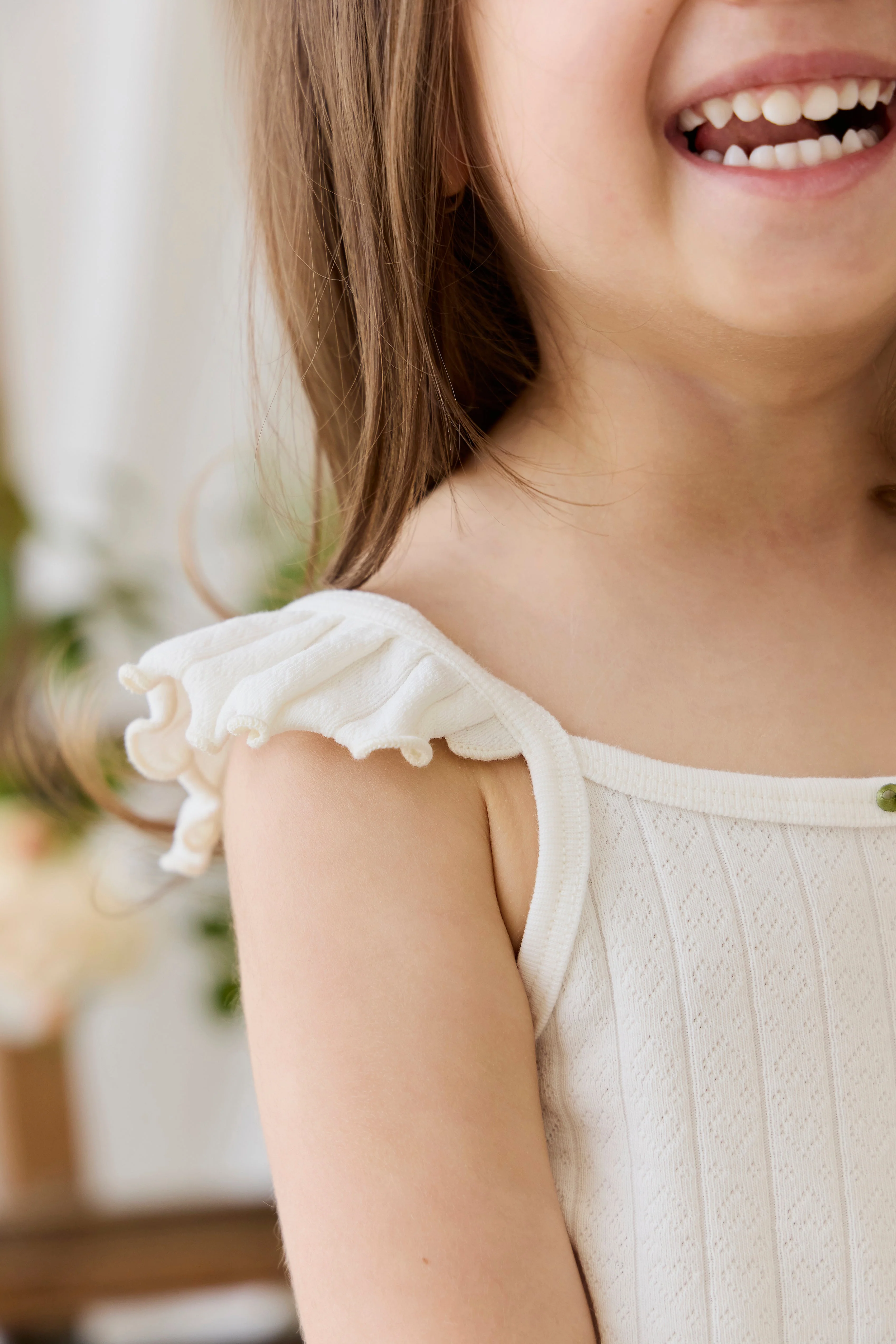 Organic Cotton Josephine Singlet - Sweet Heart Pointelle Parchment - Image 7