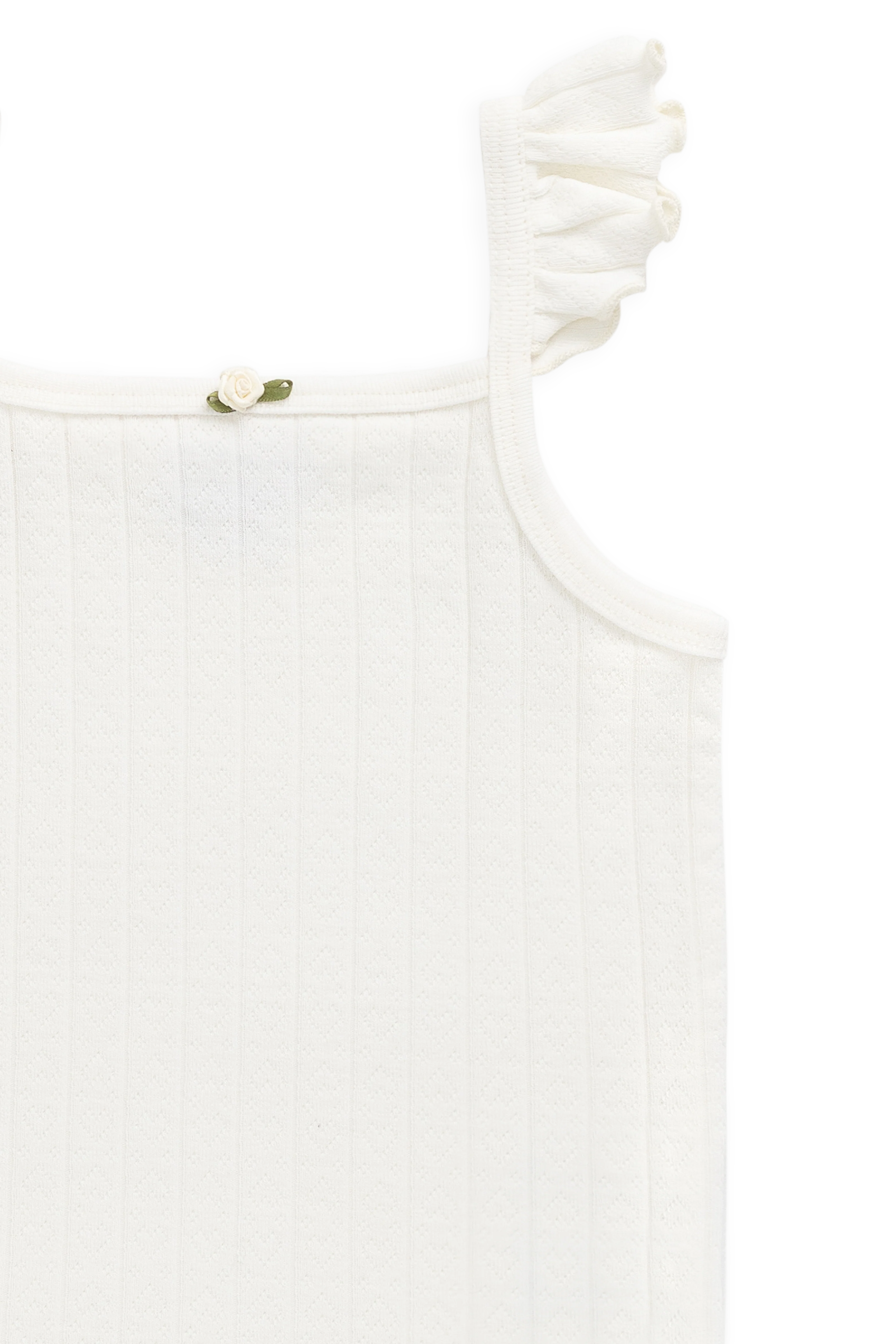 Organic Cotton Josephine Singlet - Sweet Heart Pointelle Parchment - Image 8