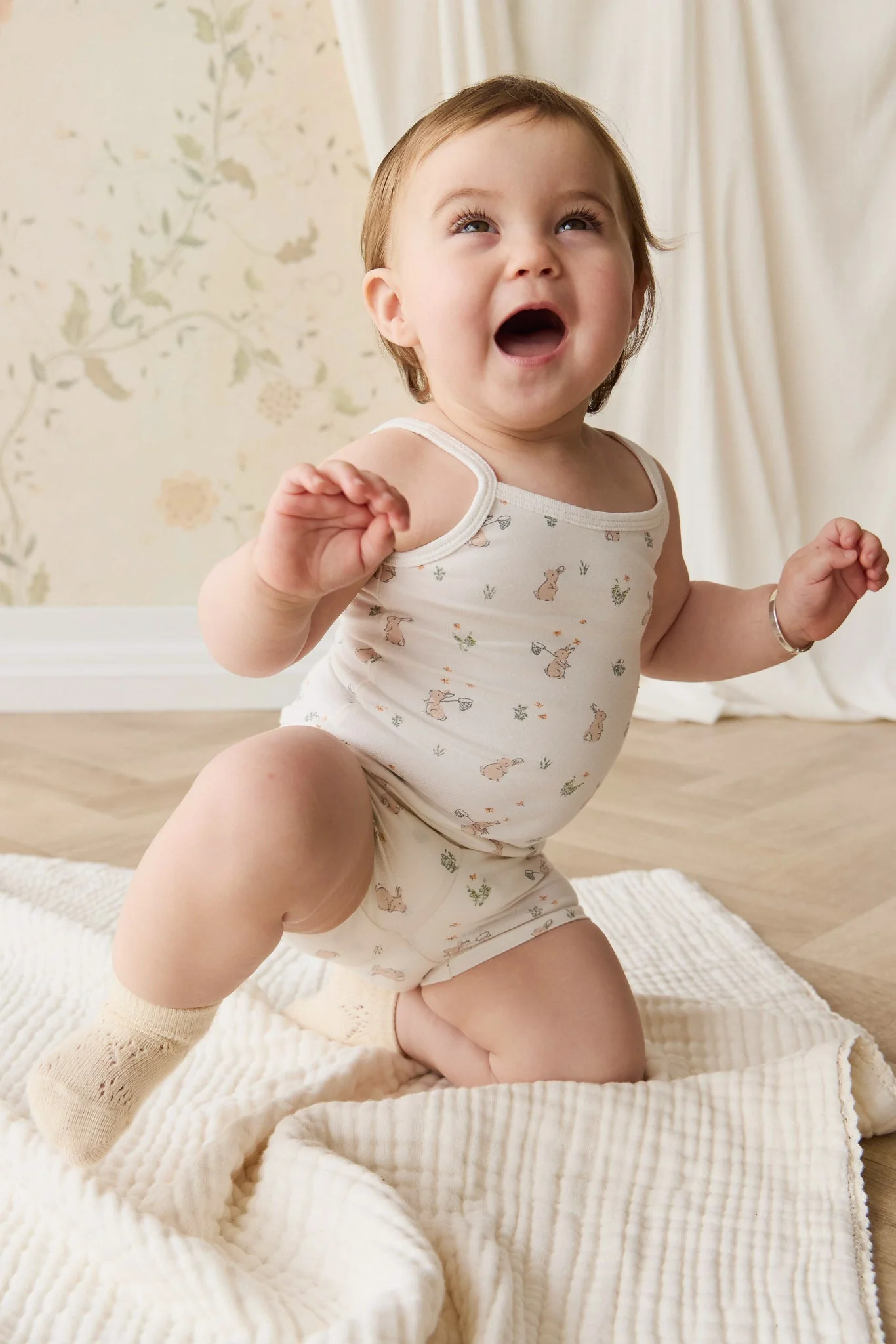 Organic Cotton Jude Singlet Pyjama Set - Lapin Jardin Crisp - Image 4