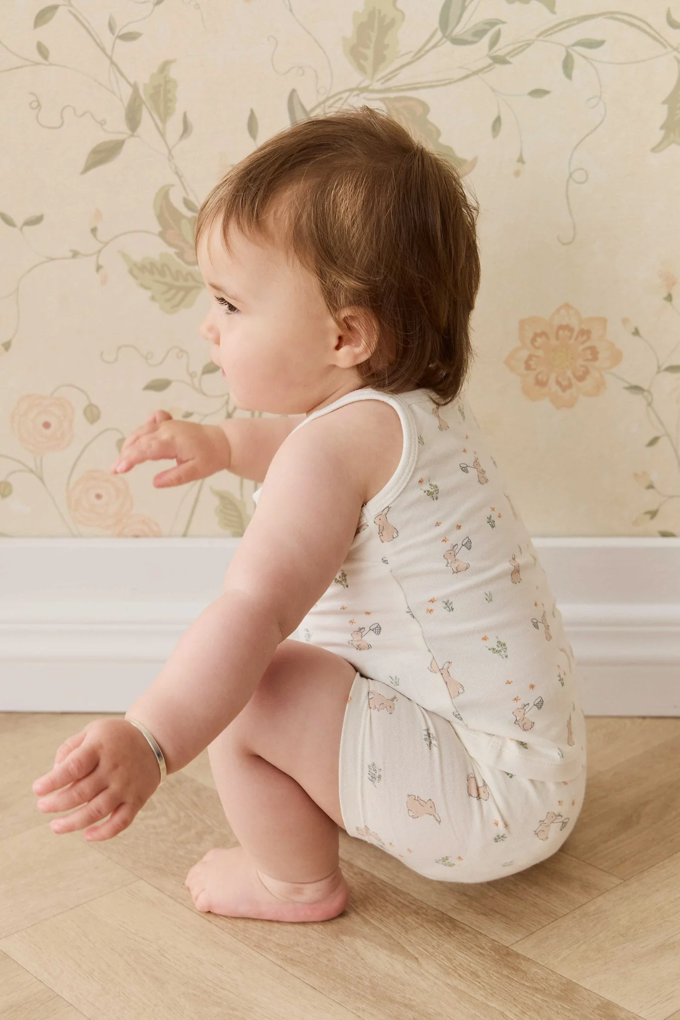 Organic Cotton Jude Singlet Pyjama Set - Lapin Jardin Crisp - Image 5