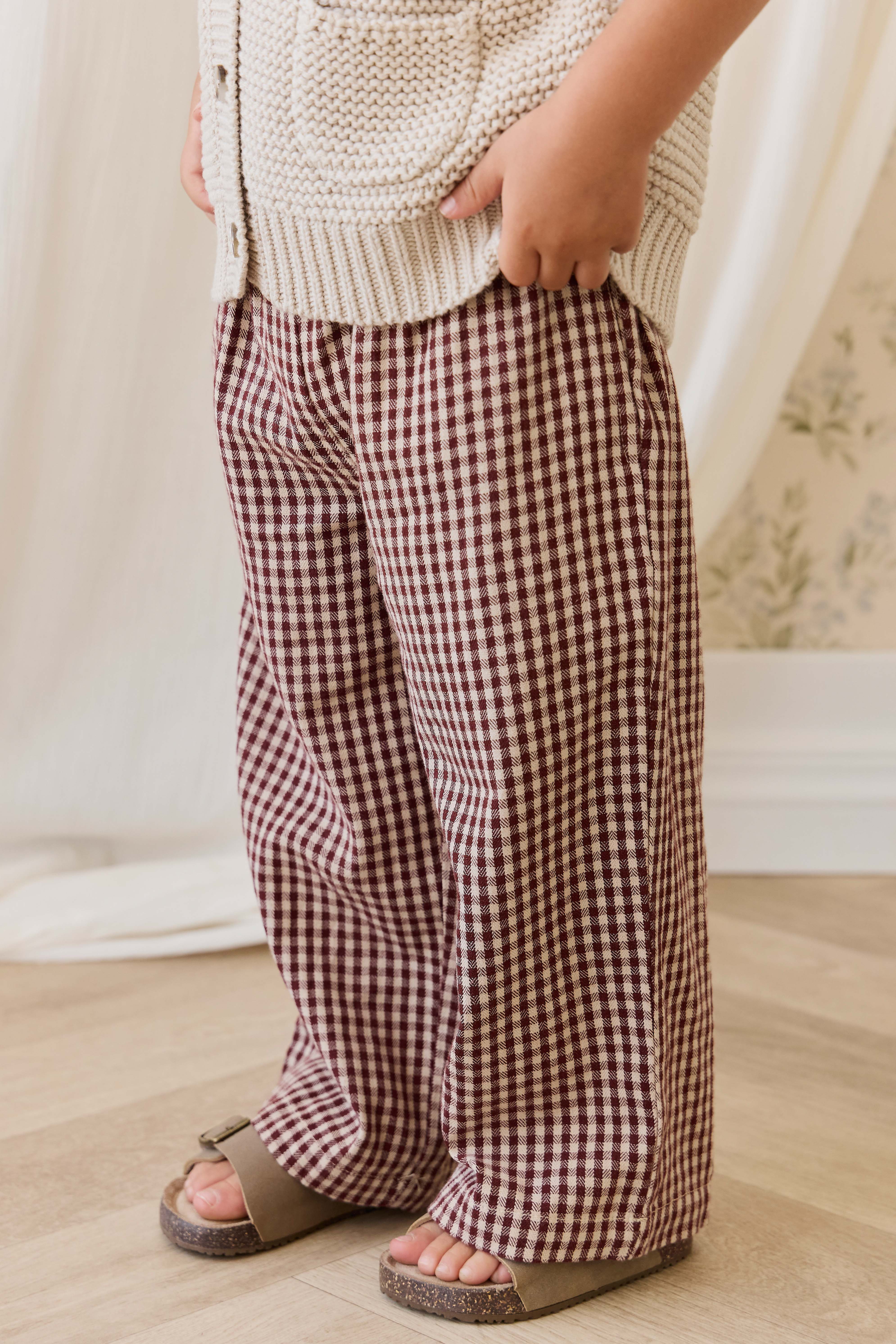 Organic Cotton Kenji Pant-Cinnamon Gingham - Image 3