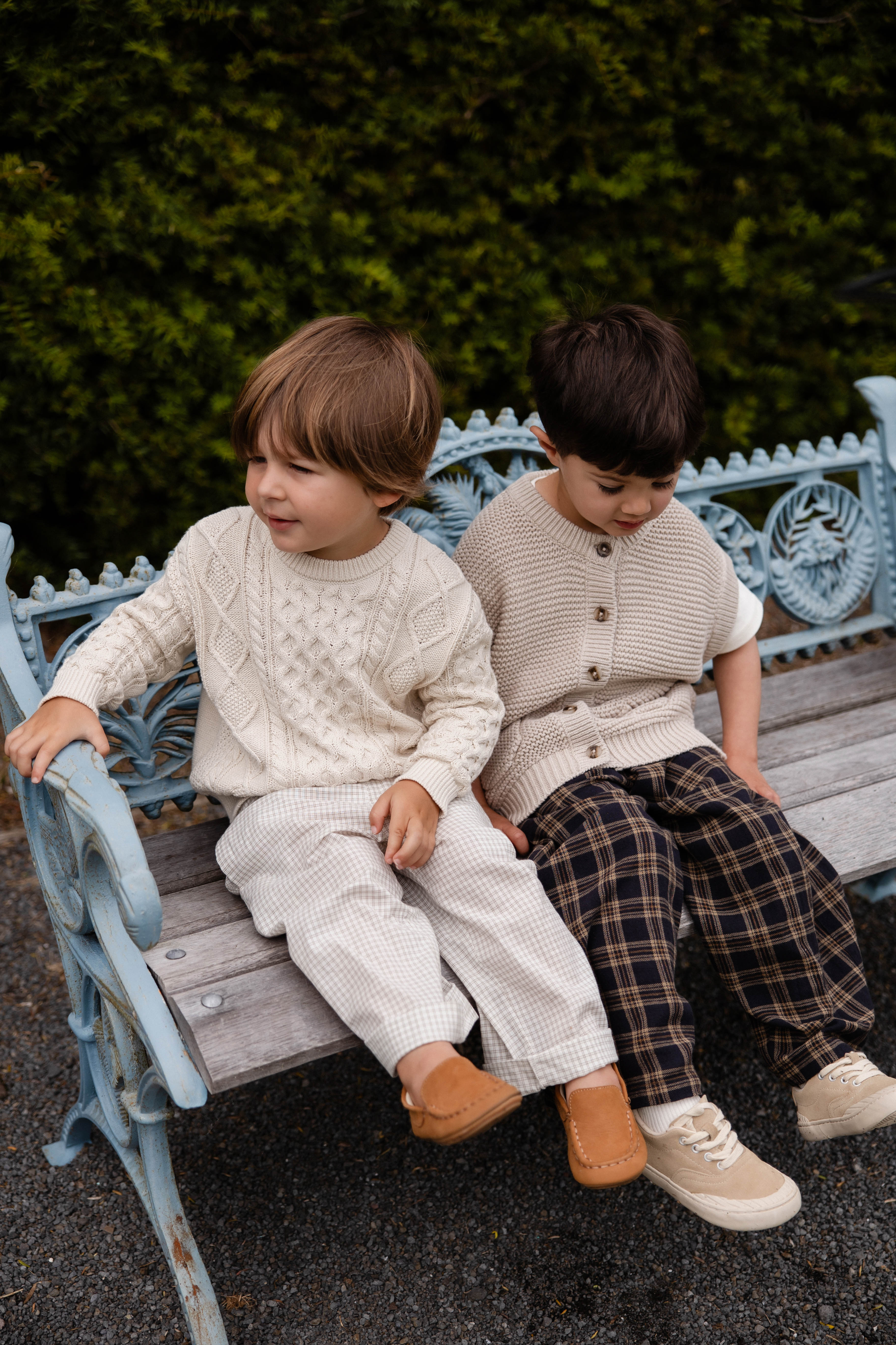 Organic Cotton Kenji Pant-Double Windowpane Check Pecan - Image 4