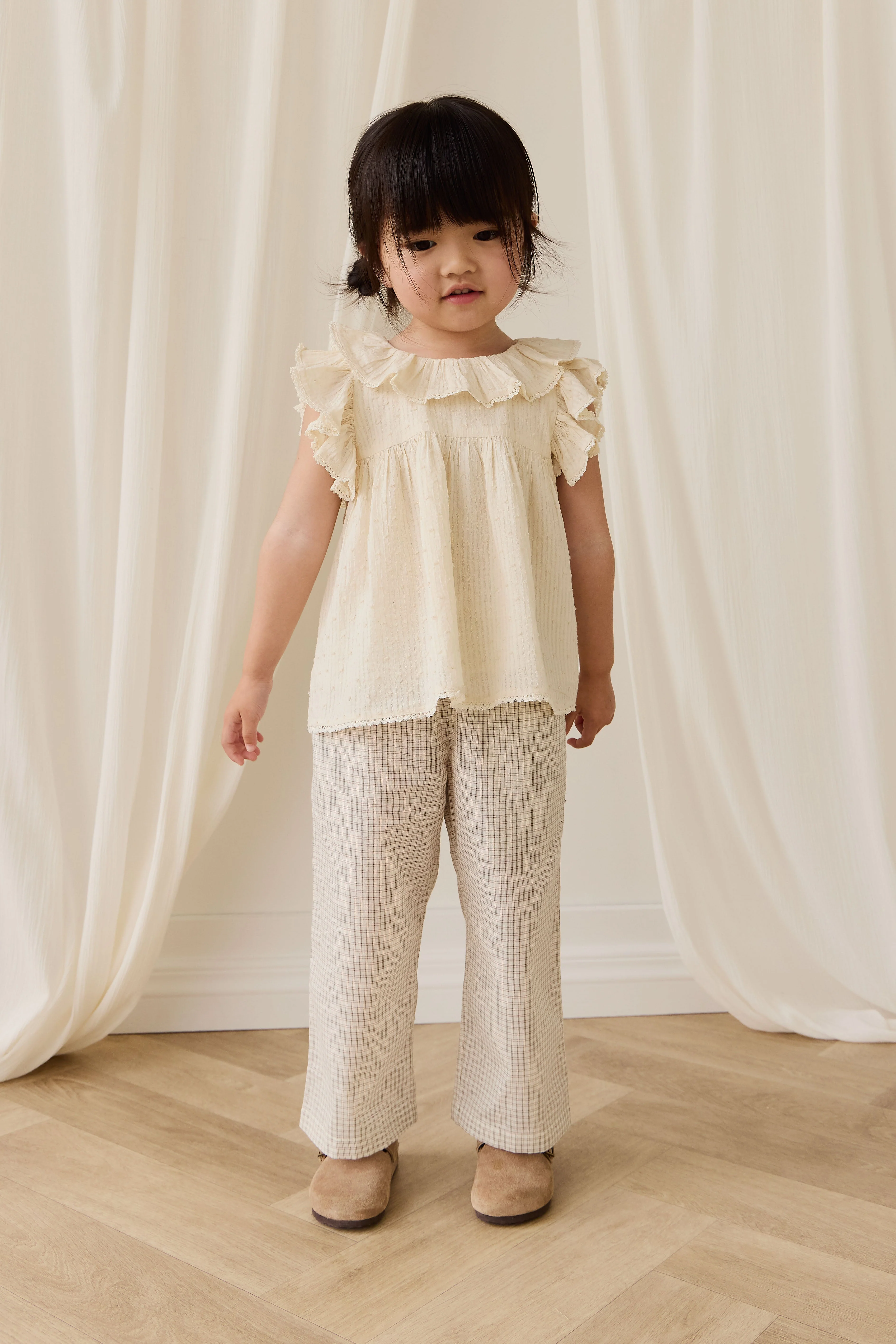 Organic Cotton Kenji Pant-Double Windowpane Check Pecan - Image 5