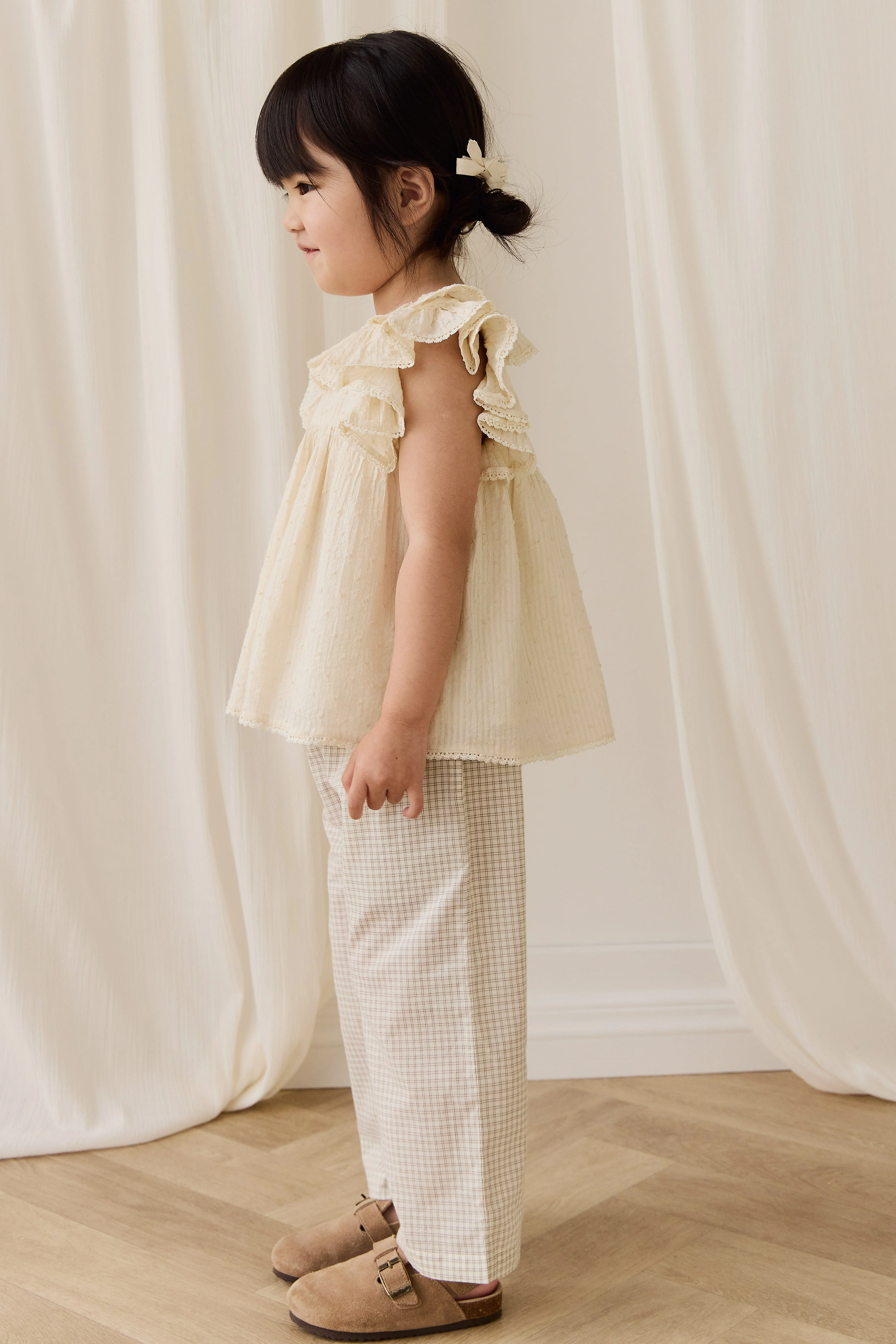 Organic Cotton Kenji Pant-Double Windowpane Check Pecan - Image 6
