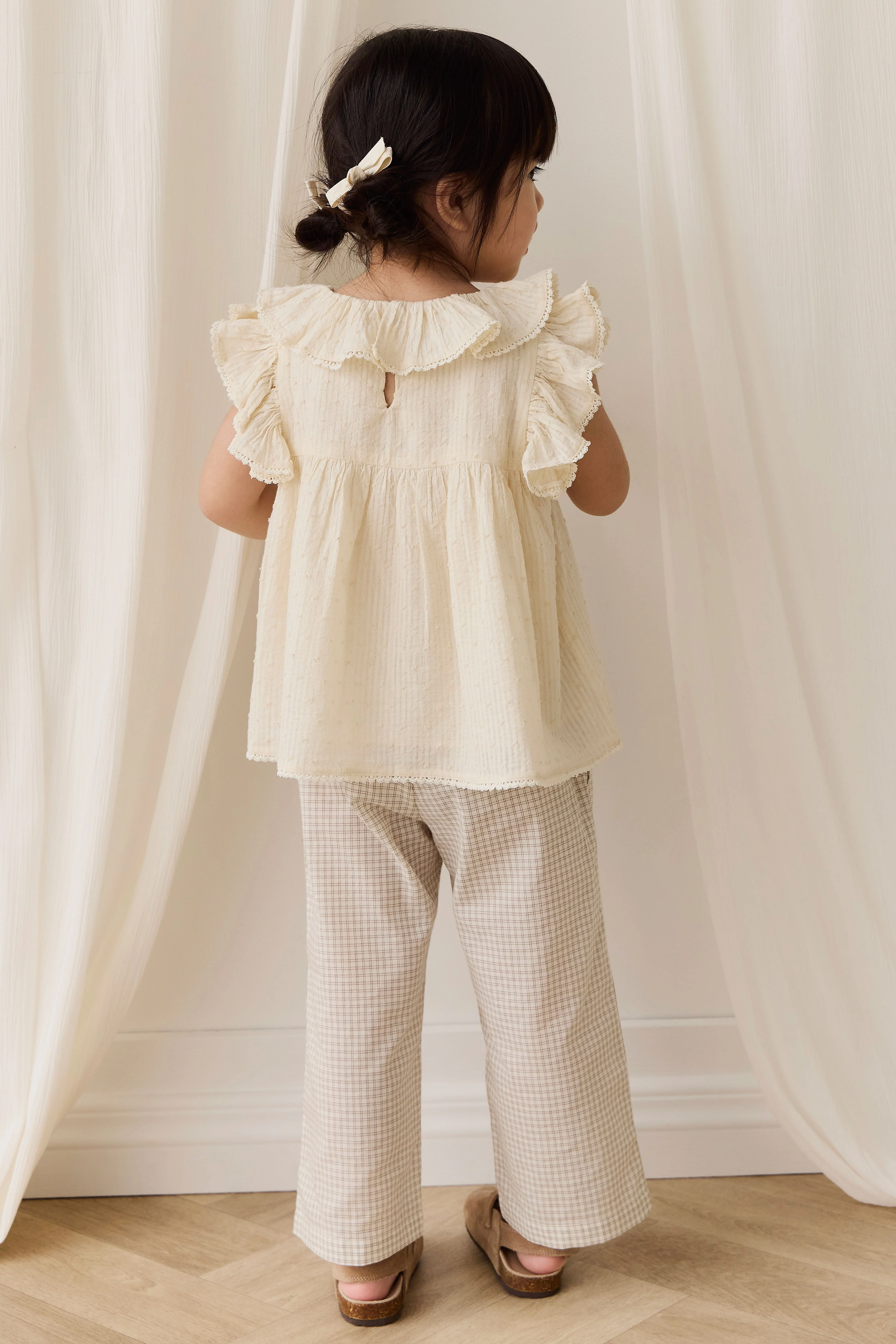 Organic Cotton Kenji Pant-Double Windowpane Check Pecan - Image 7