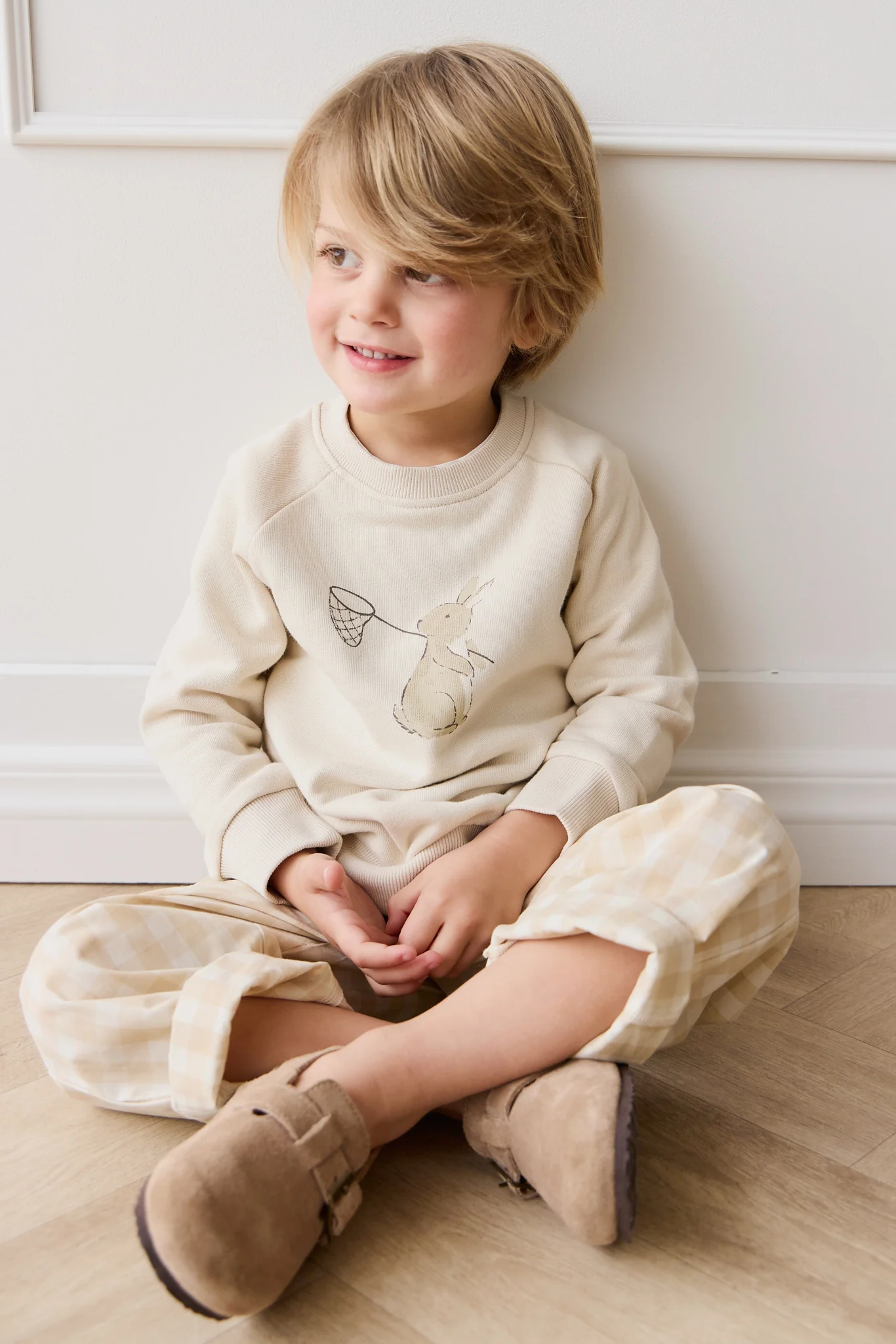 Organic Cotton Kingston Pant - Gingham Pale Khaki - Image 7