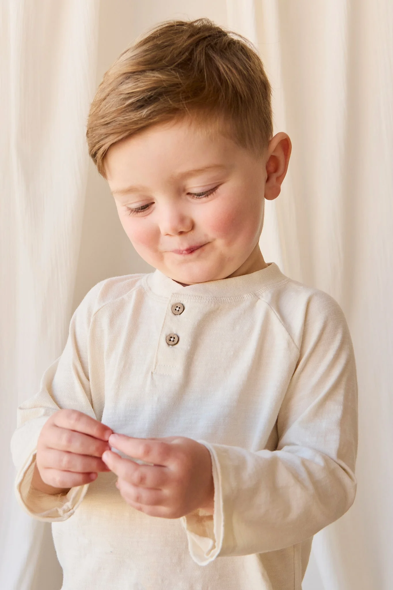 Organic Cotton Lewis Long Sleeve Tee - Parchment - Image 3