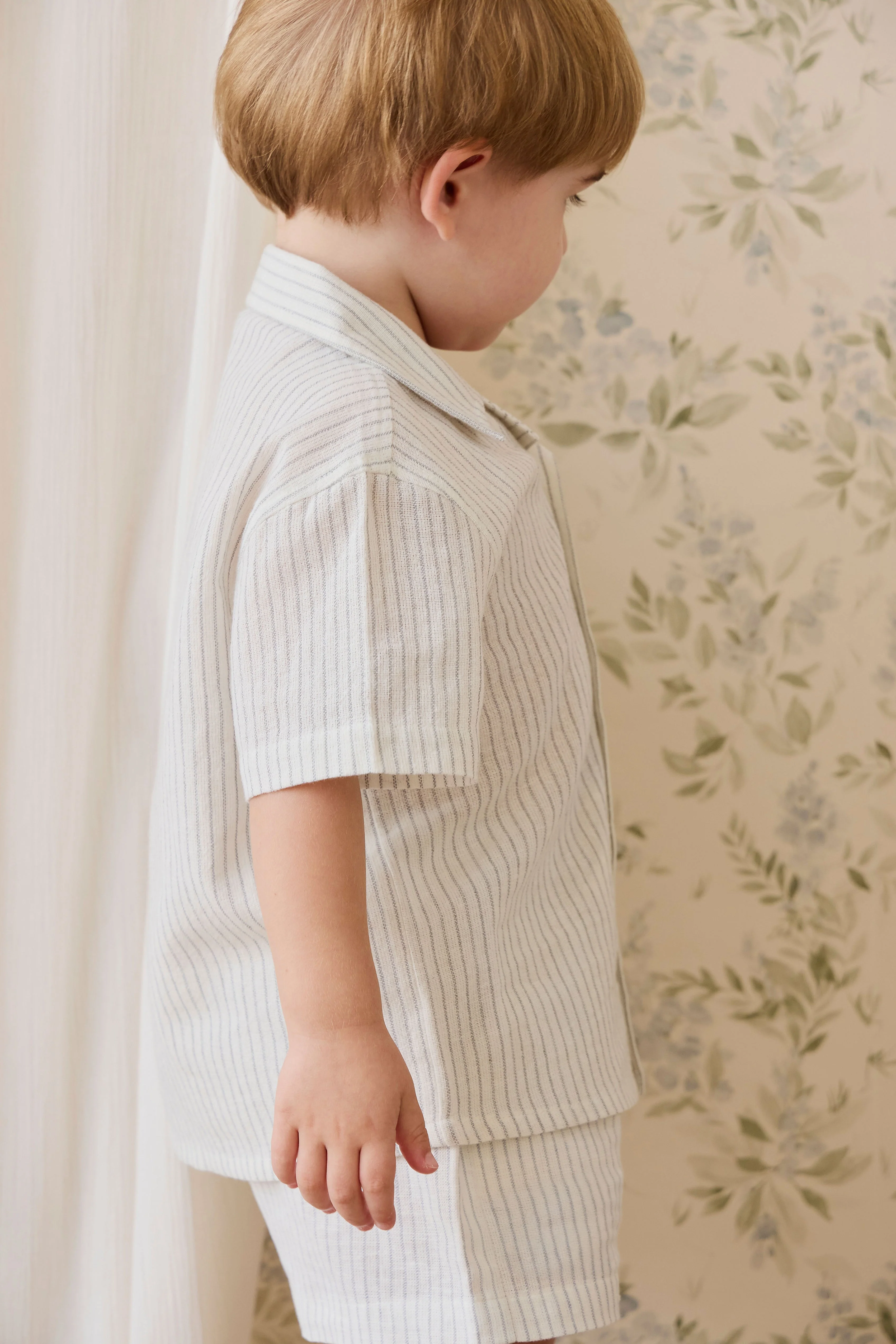 Organic Cotton Louis Short-Mini Pinstripe Parchment / Dawn - Image 6