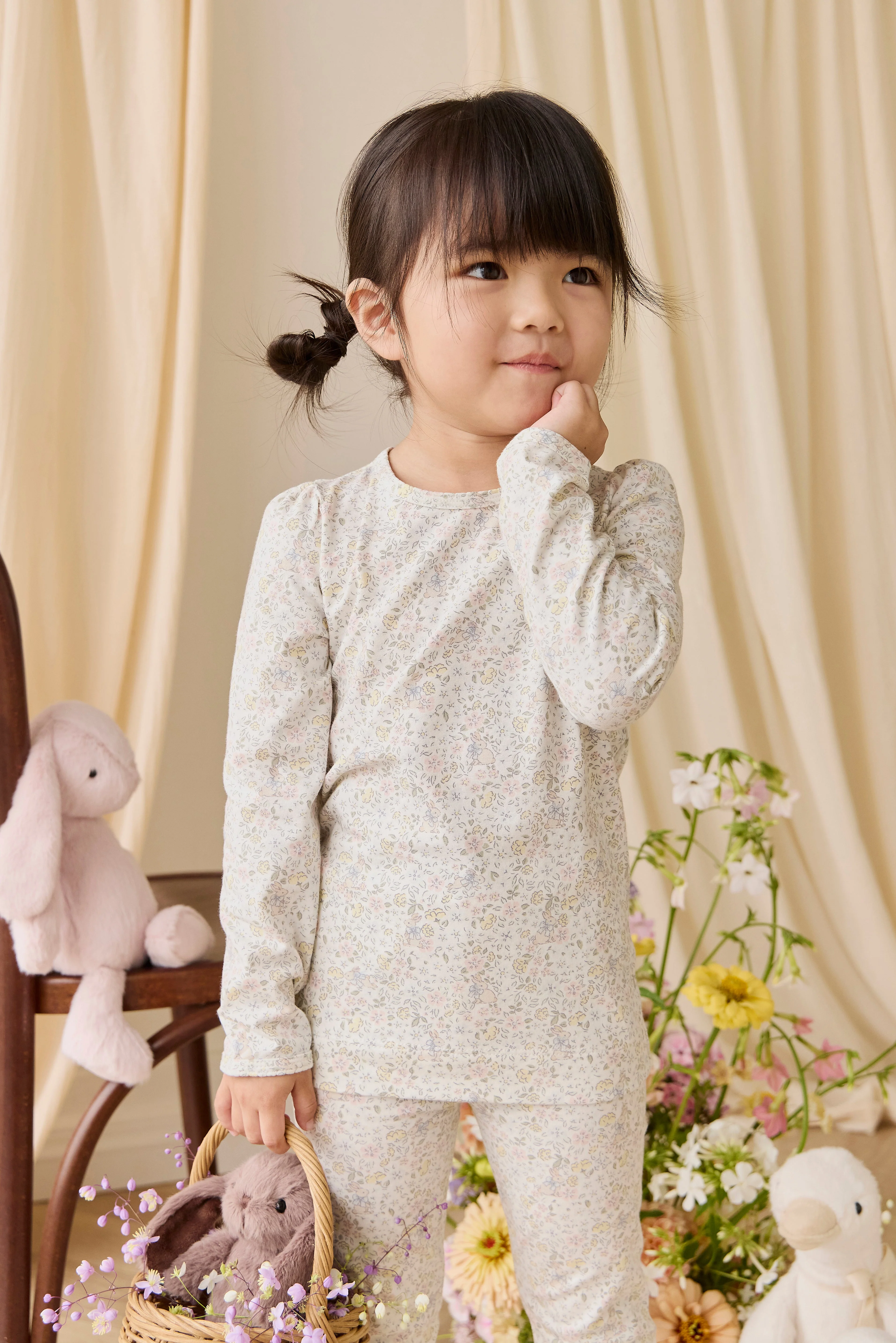 Organic Cotton Louisella Long Sleeve Pyjama Set-Cottage Garden - Image 4
