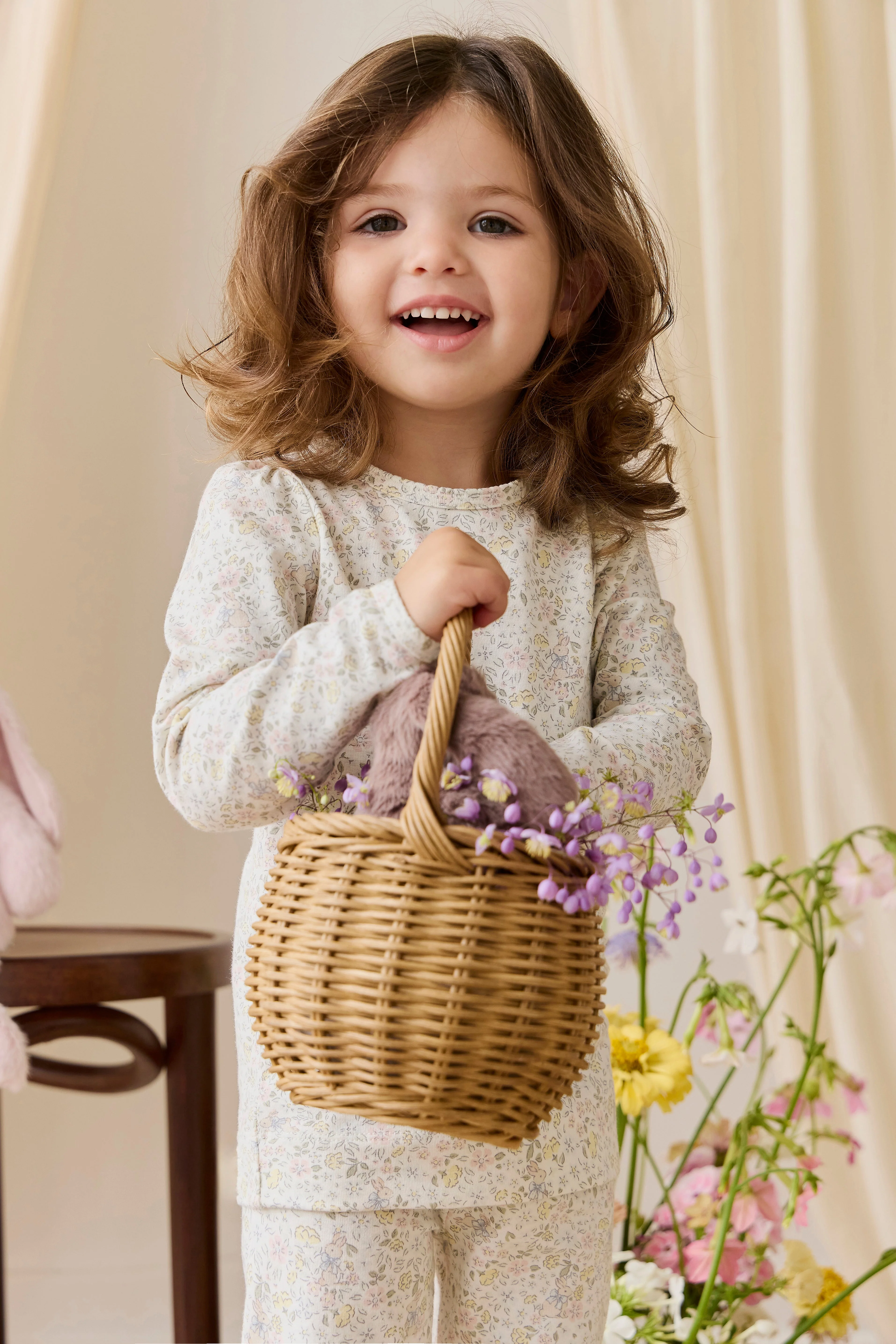 Organic Cotton Louisella Long Sleeve Pyjama Set-Cottage Garden - Image 5
